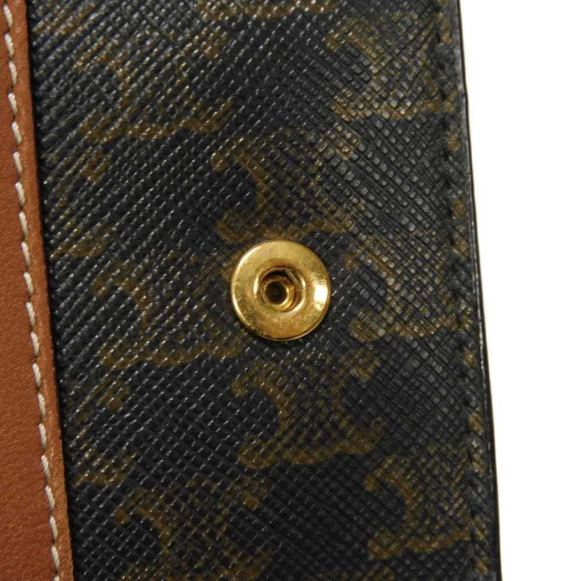 Celine Black Brown Coated Canvas Leather Wallet (Tri-Fold) (Pre-Owned)