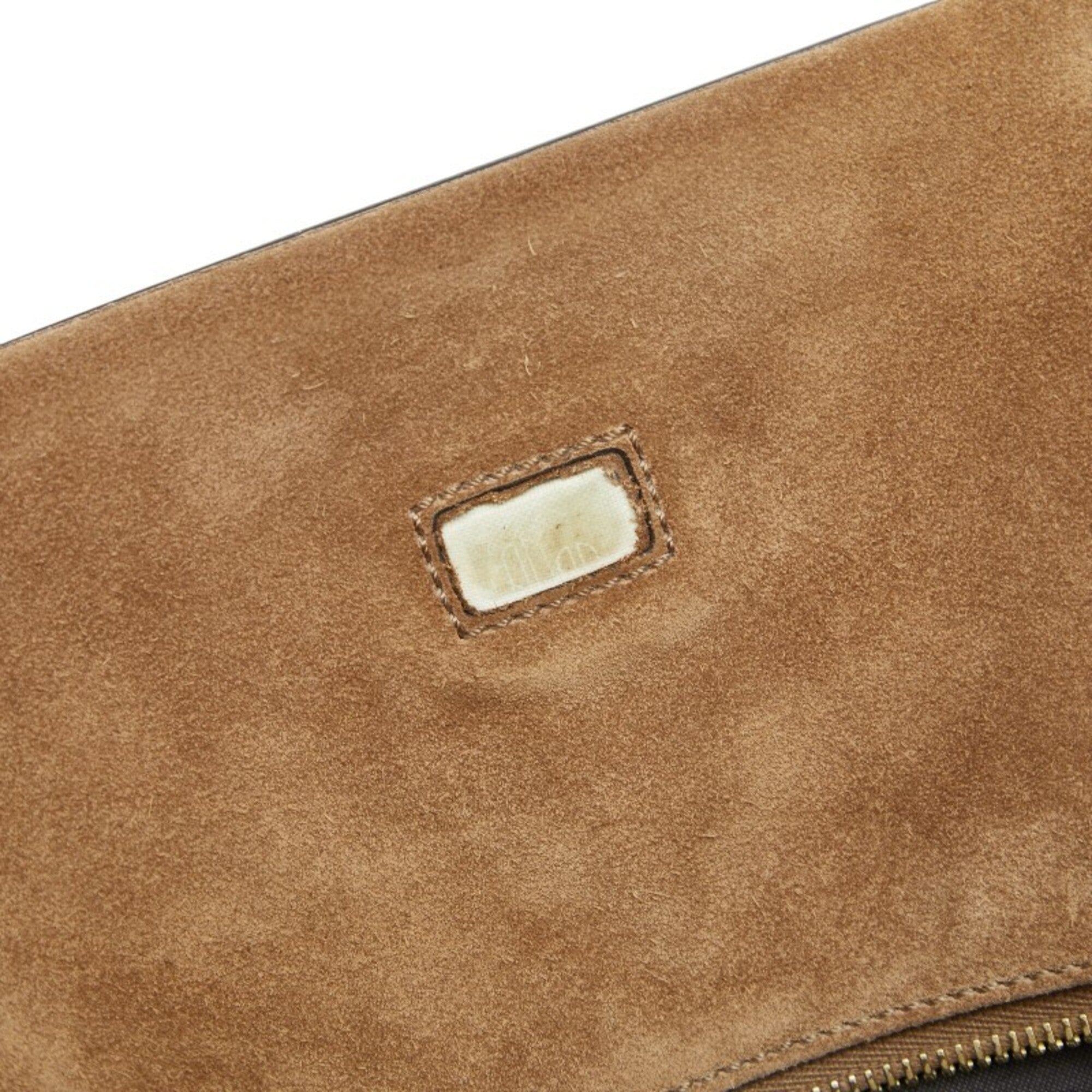 Fendi Brown Leather Suede Boston Bag Shoulder Bag Tote Bag (Pre-Owned)