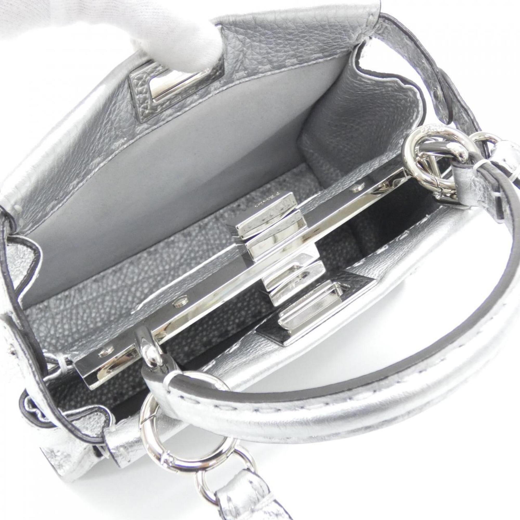 Fendi Silver Leather Handbag (Pre-Owned)