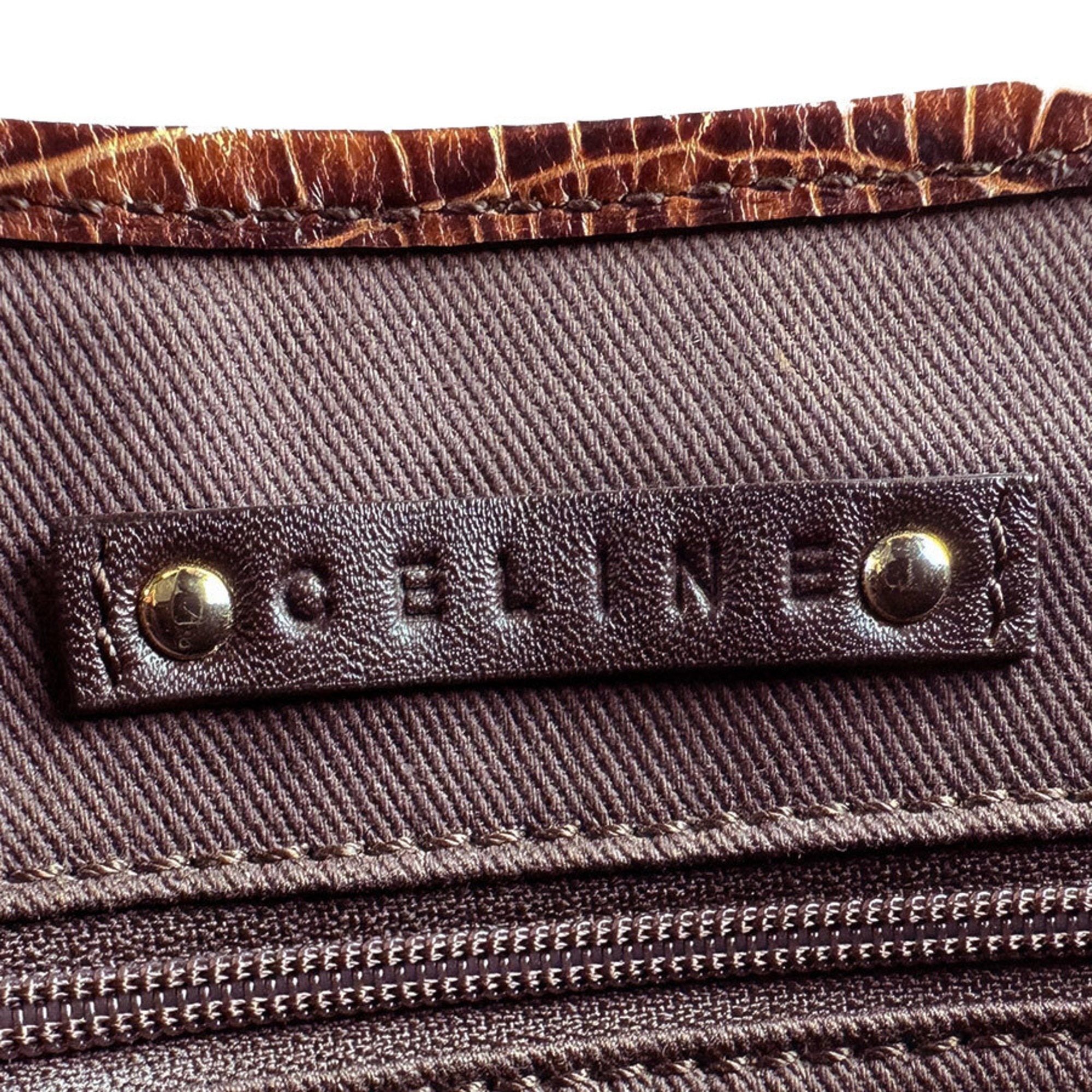 Celine Brown Canvas Leather Handbag (Pre-Owned)