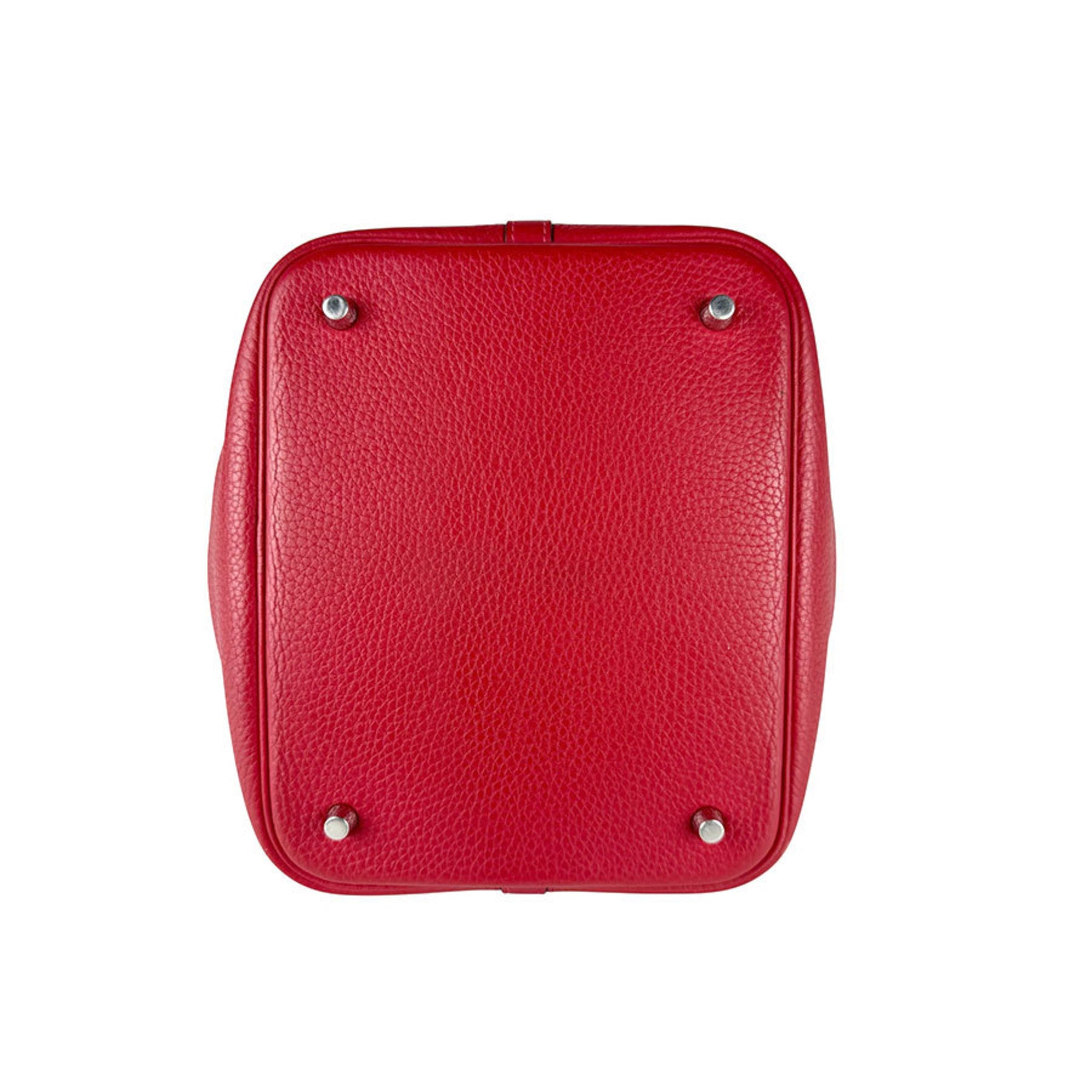 Hermes Rouge Casaque Taurillon Clemence Leather Handbag (Pre-Owned)