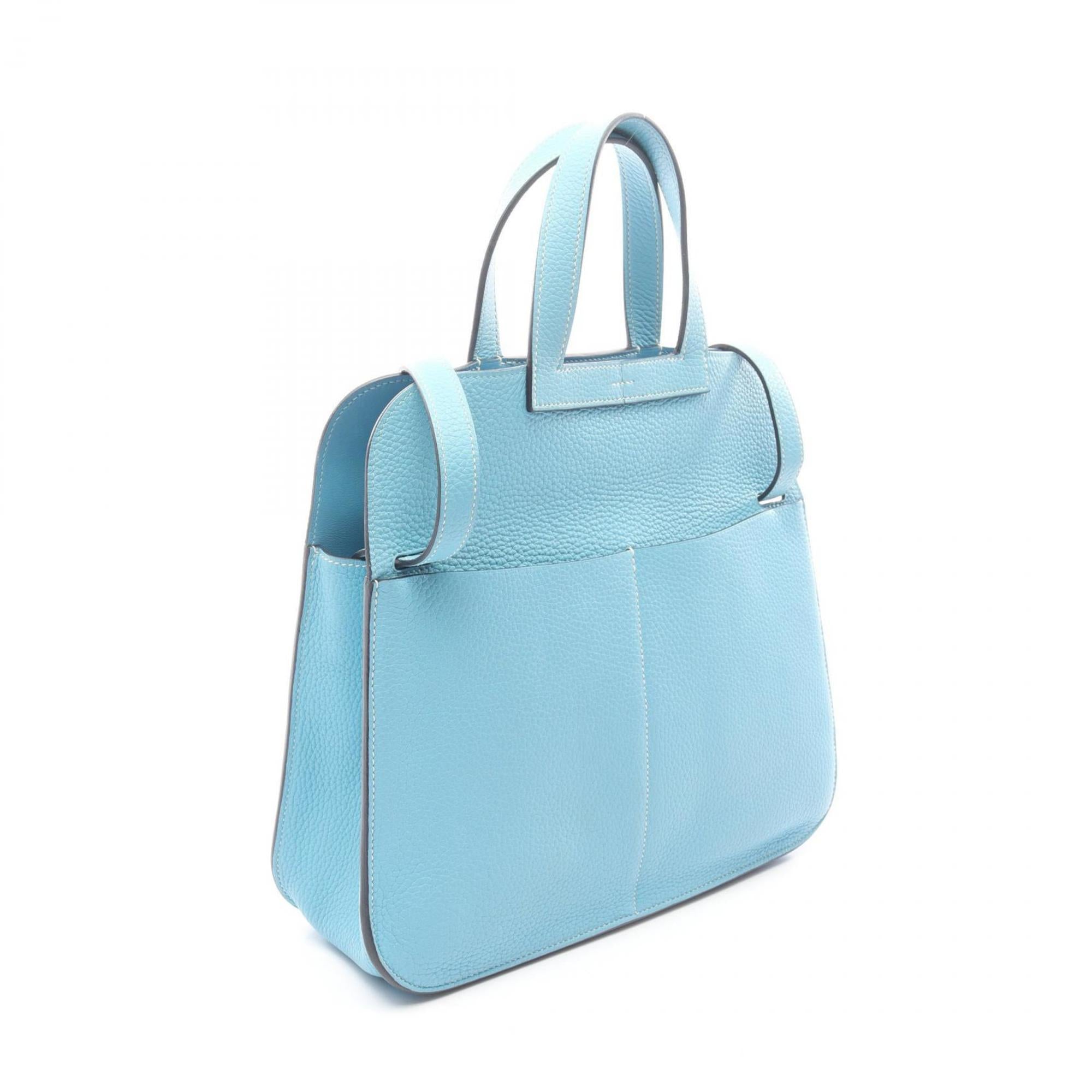 Hermes Alezan Blue Taurillon Clemence Leather Handbag (Pre-Owned)