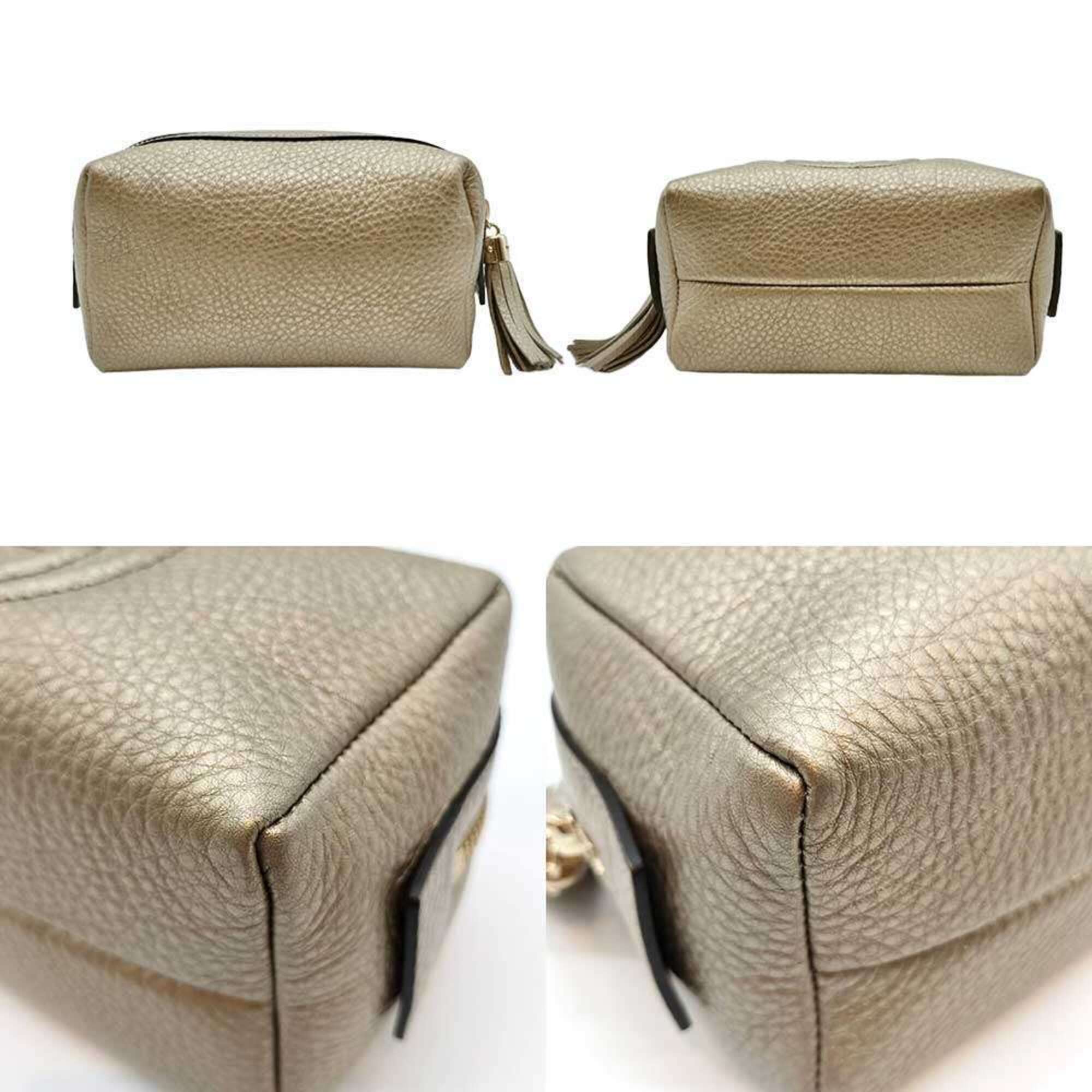 Gucci Soho Metallic Gold Leather Pouch (Pre-Owned)