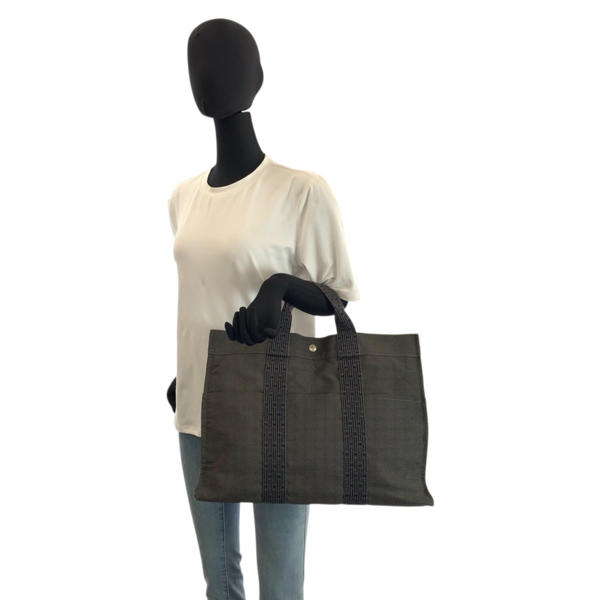 Hermes Gray Polyamide Polyester Handbag Tote Bag (Pre-Owned)