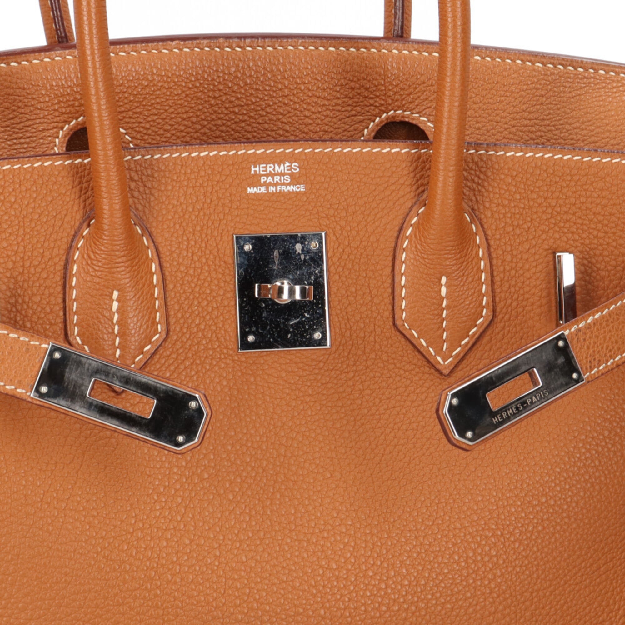 Hermes Brown Gold Togo Leather Handbag (Pre-Owned)