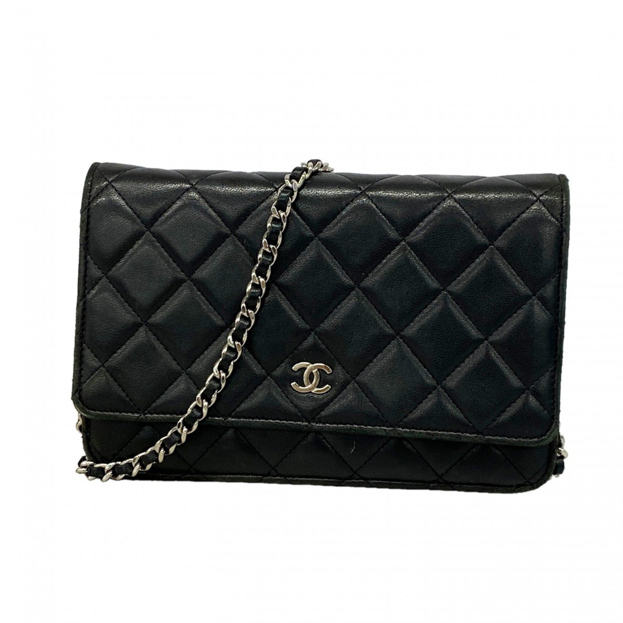 Chanel Black Leather Chain/Shoulder Wallet (Pre-Owned)