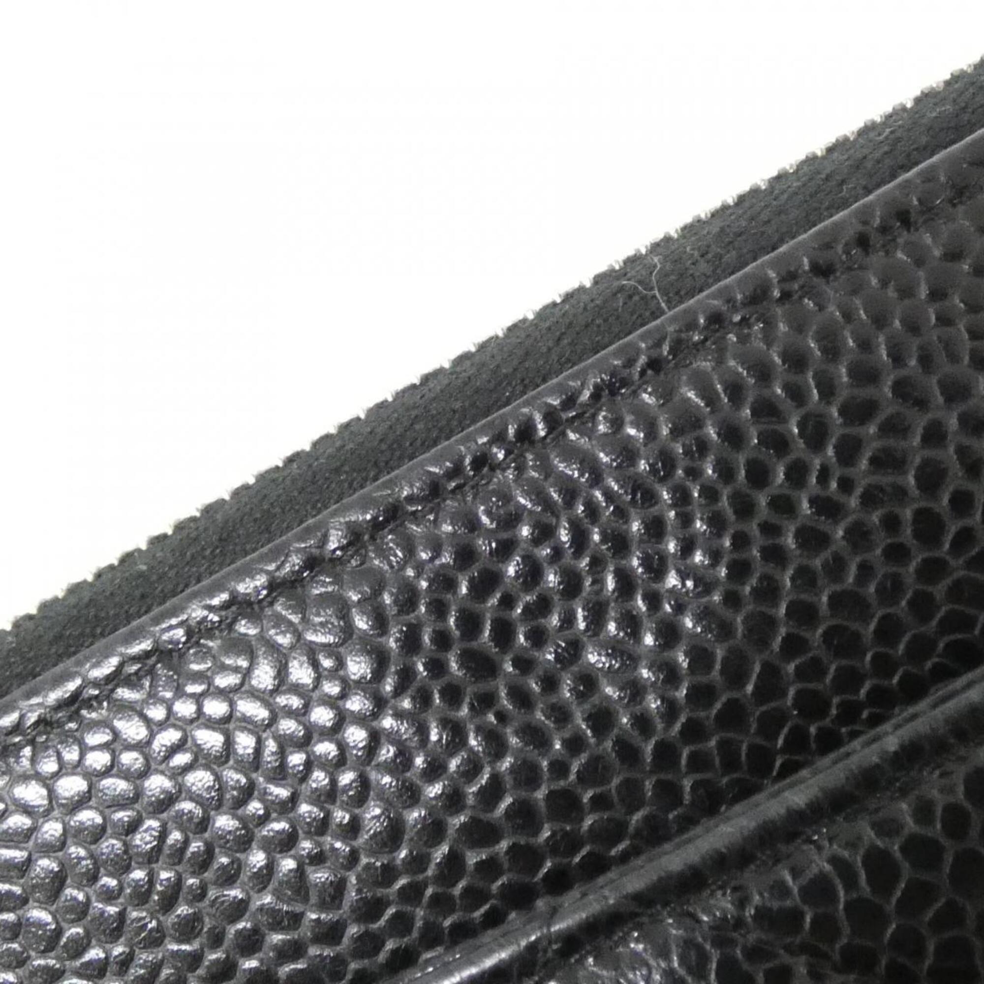 Chanel Black Bordeaux Grained Calfskin Long Wallet (Bi-Fold) (Pre-Owned)
