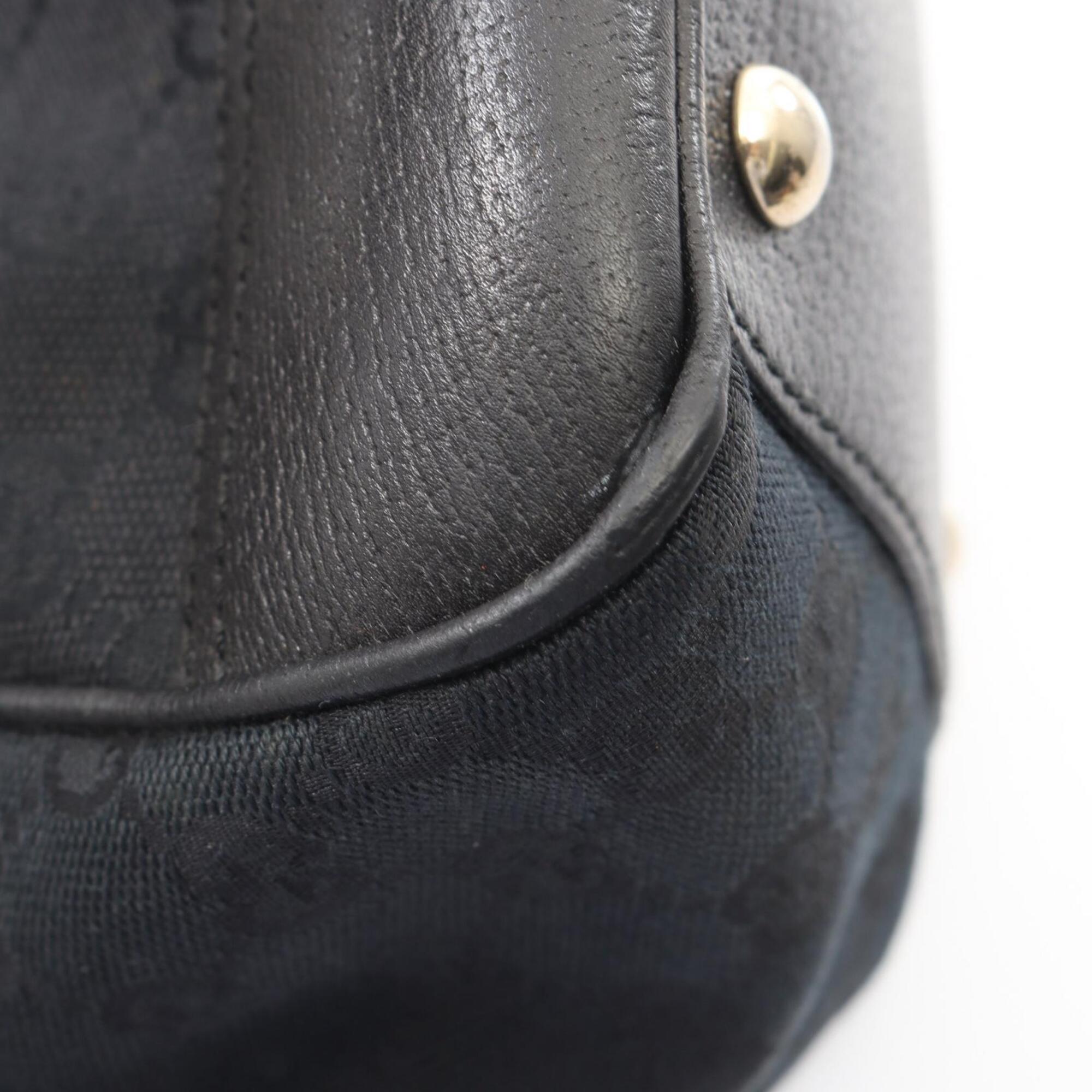 Gucci Black Canvas Leather Handbag Tote Bag (Pre-Owned)