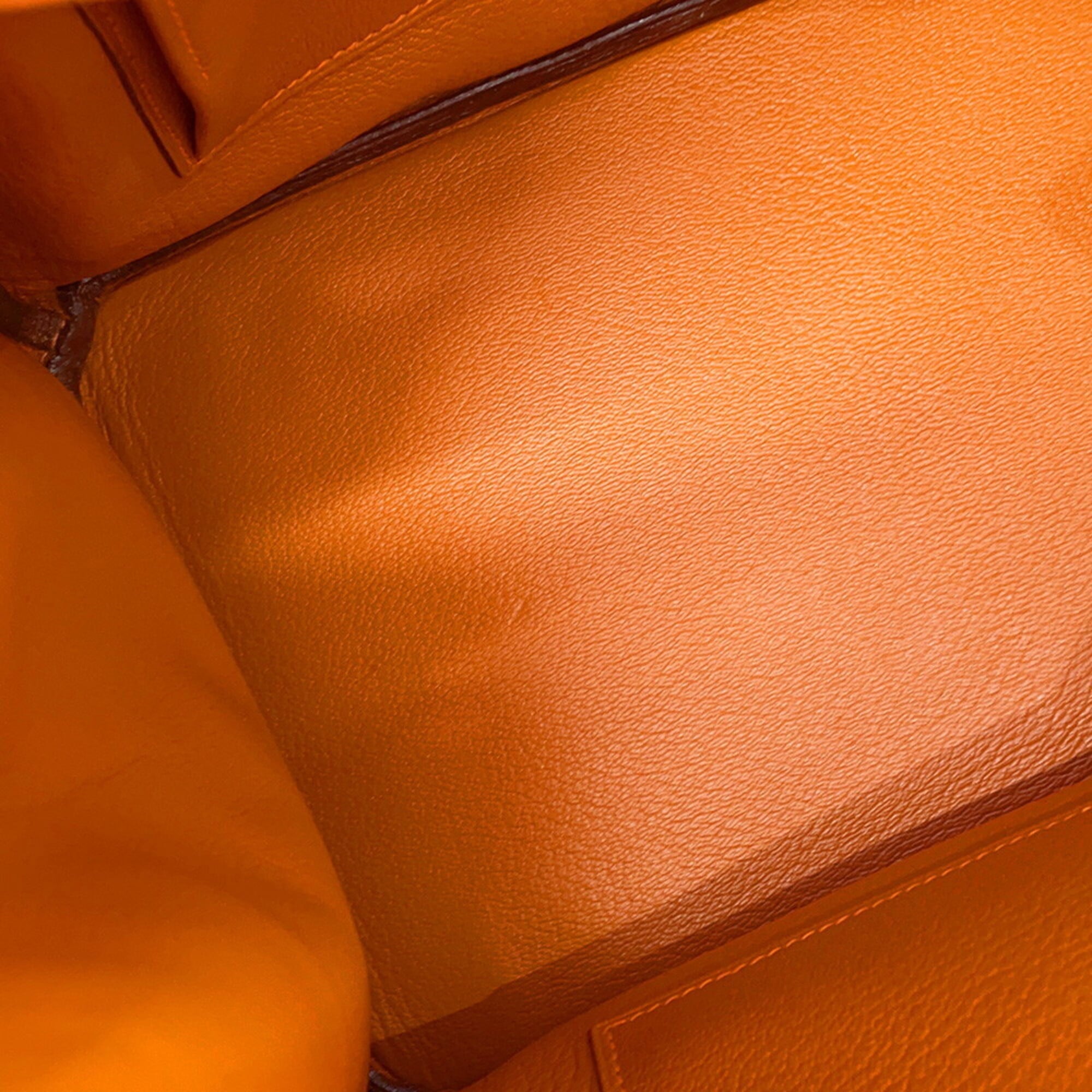 Hermes Birkin Orange Chevre Myzore Leather Handbag (Pre-Owned)