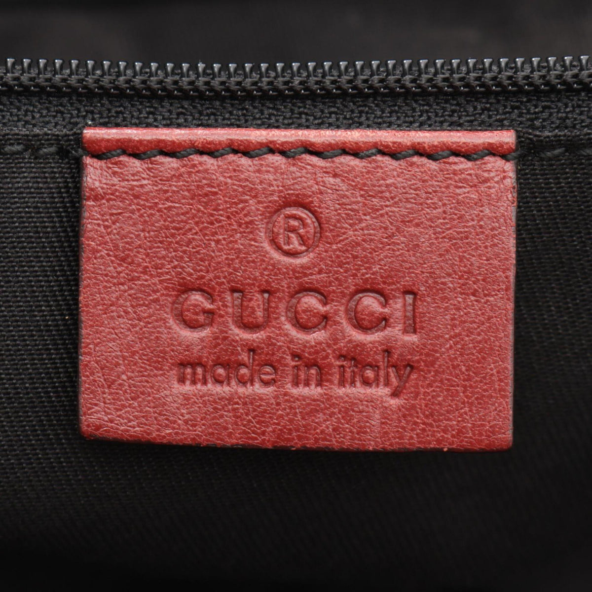 Gucci Beige Black Red Color Canvas Leather Handbag (Pre-Owned)