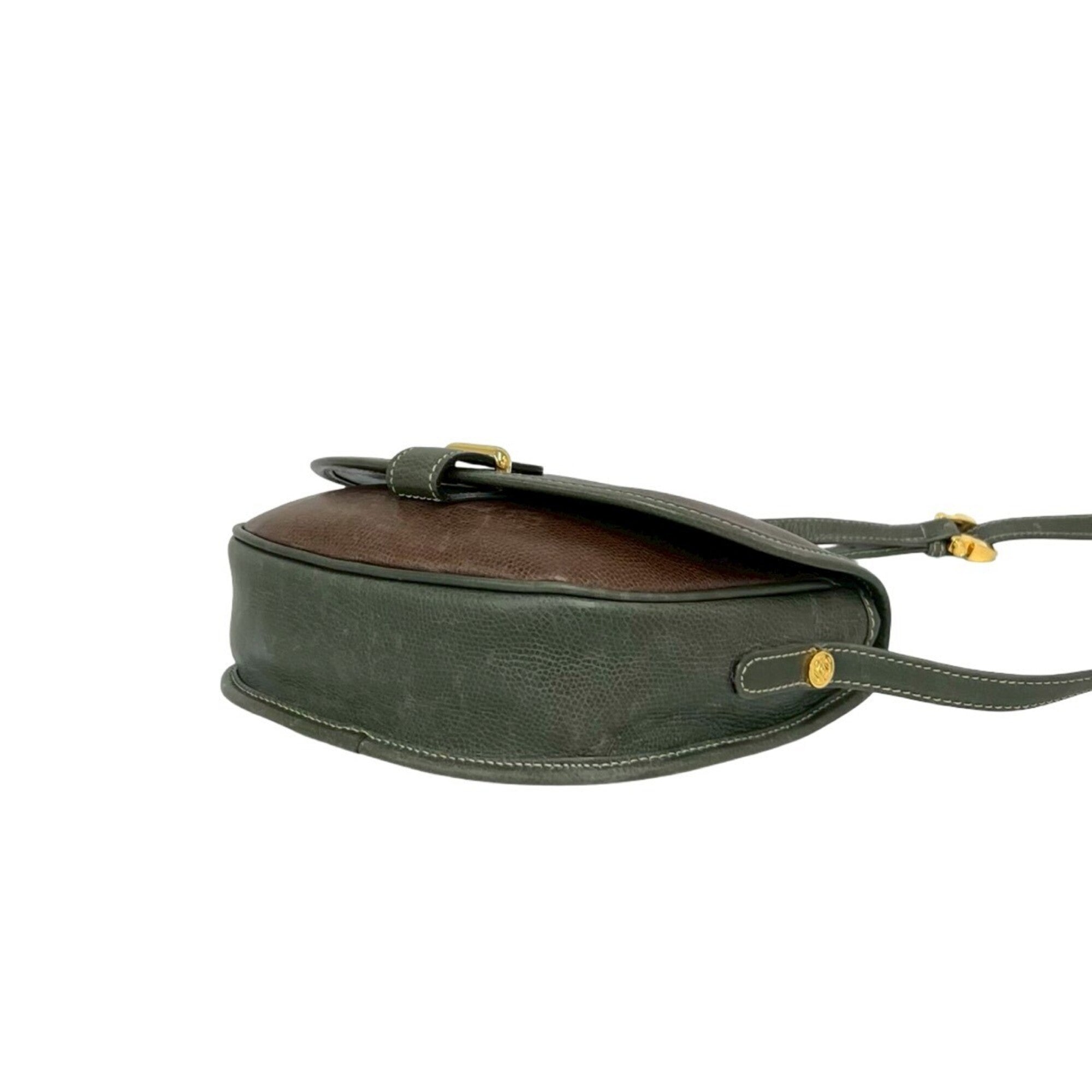 Loewe Brown Green Leather Pochette Shoulder Bag (Pre-Owned)