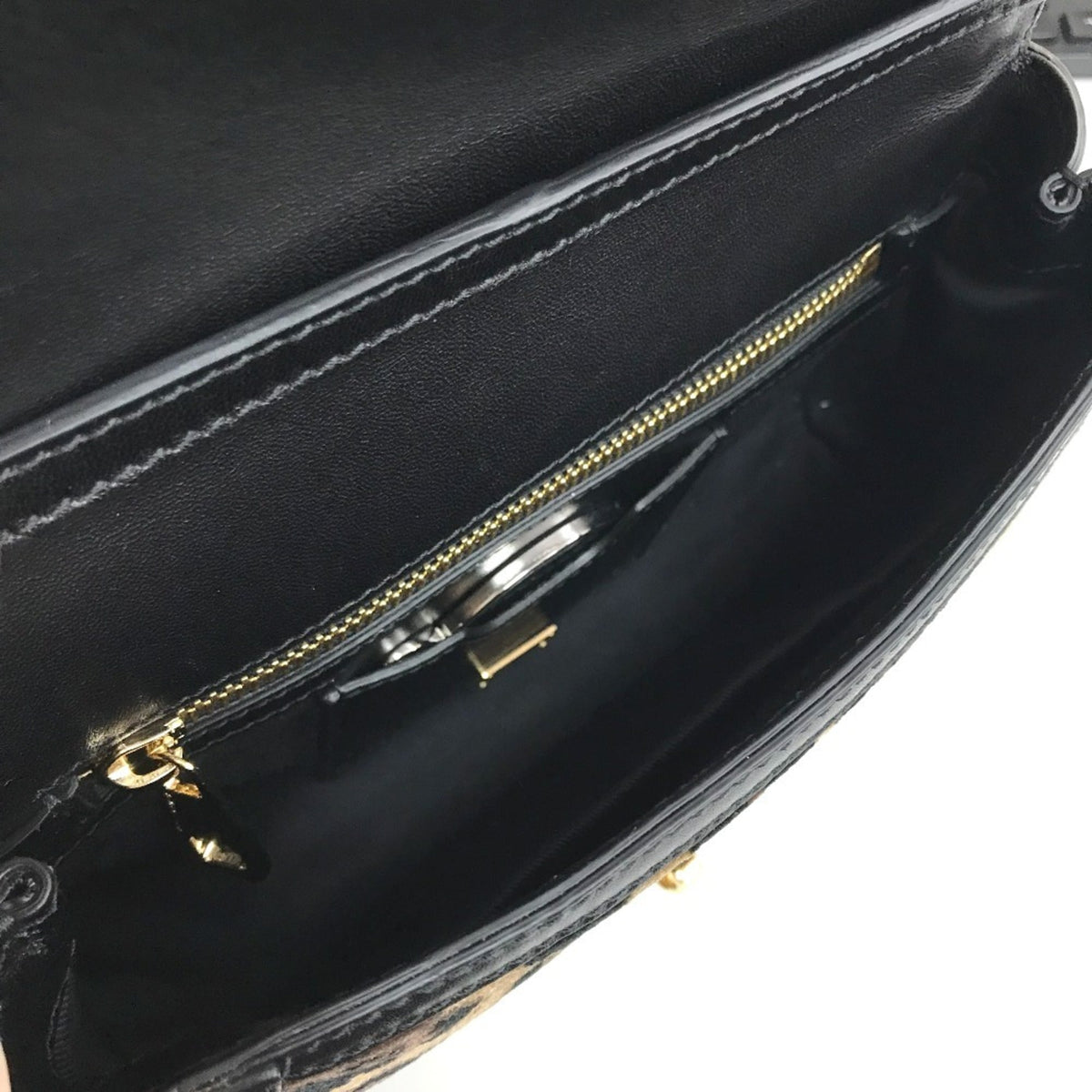 Dolce & Gabbana Black Brown Velvet Leather Shoulder Bag (Pre-Owned)