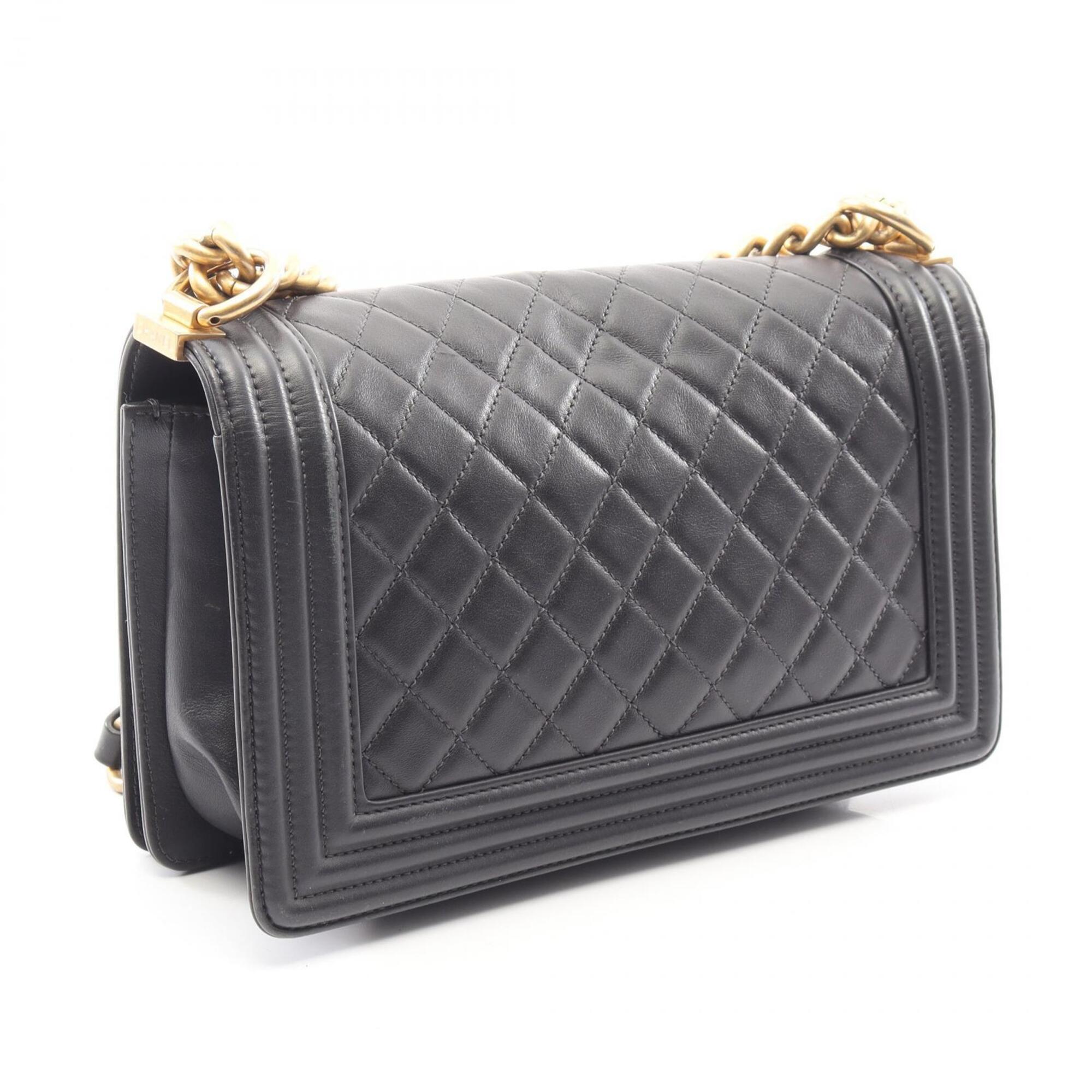 Chanel Gray Leather Handbag Shoulder Bag (Pre-Owned)