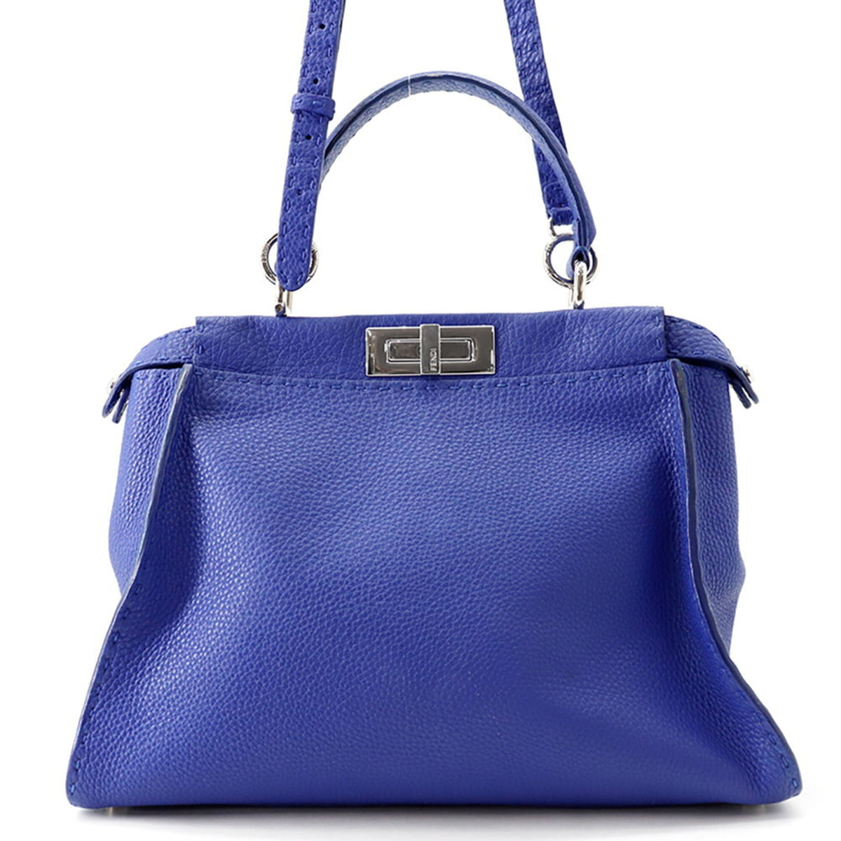 Fendi Blue Leather Handbag Shoulder Bag (Pre-Owned)