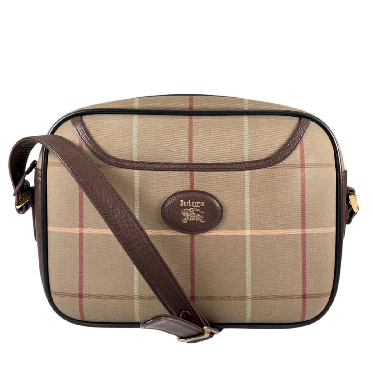 Burberry Brown Khaki Canvas Leather Shoulder Bag (Pre-Owned)