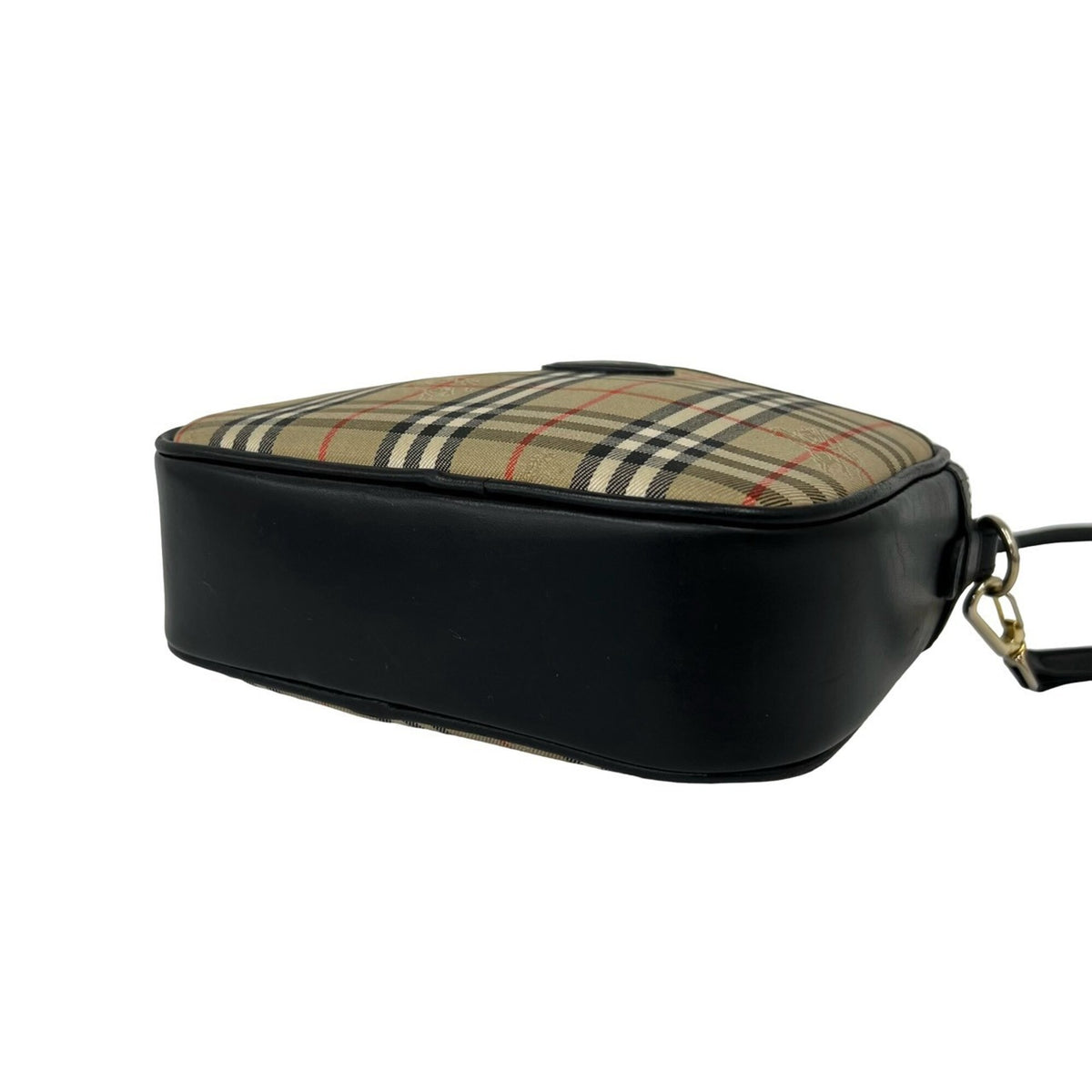 Burberry Beige Black Canvas Leather Shoulder Bag (Pre-Owned)