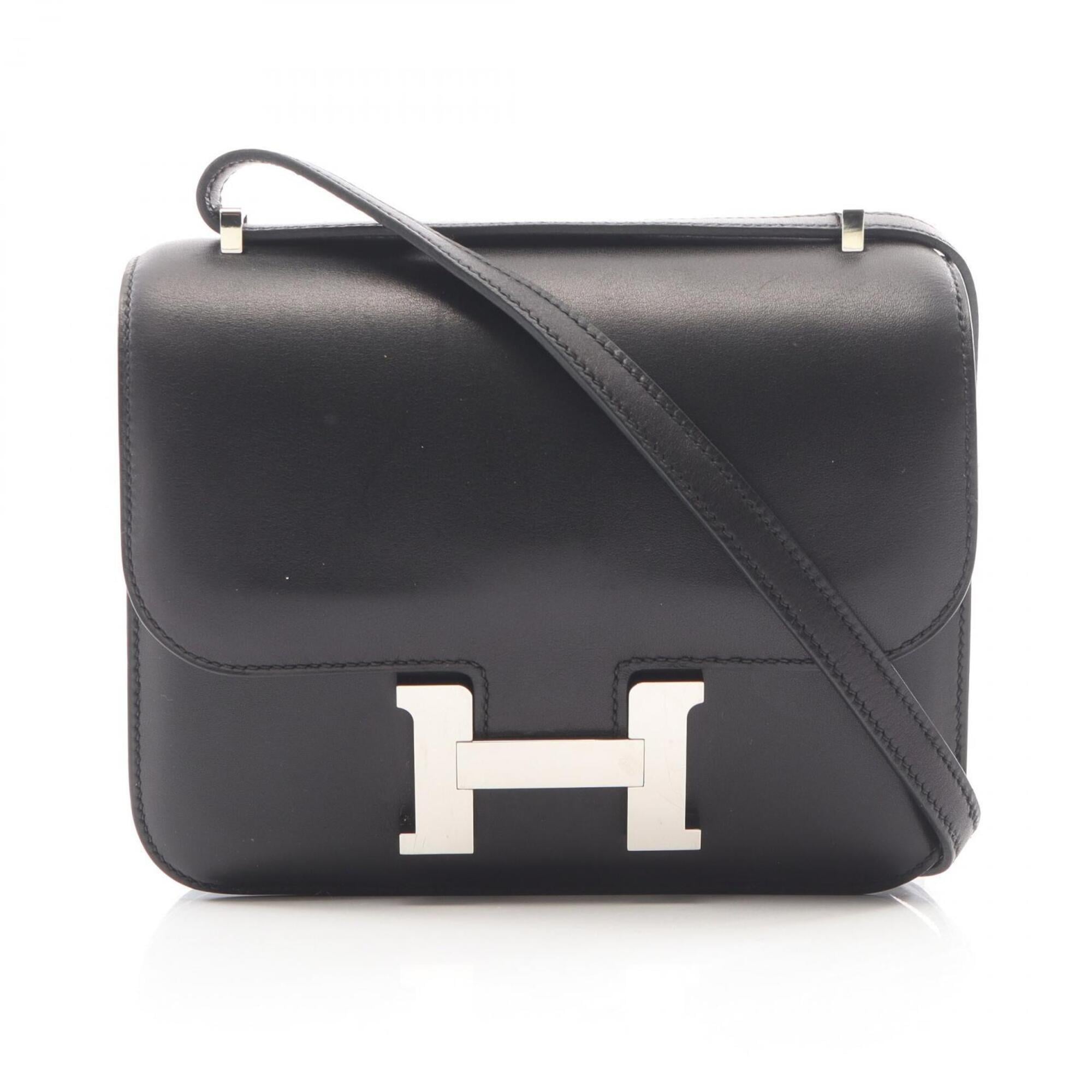 Hermes Black Swift Leather Handbag Shoulder Bag (Pre-Owned)