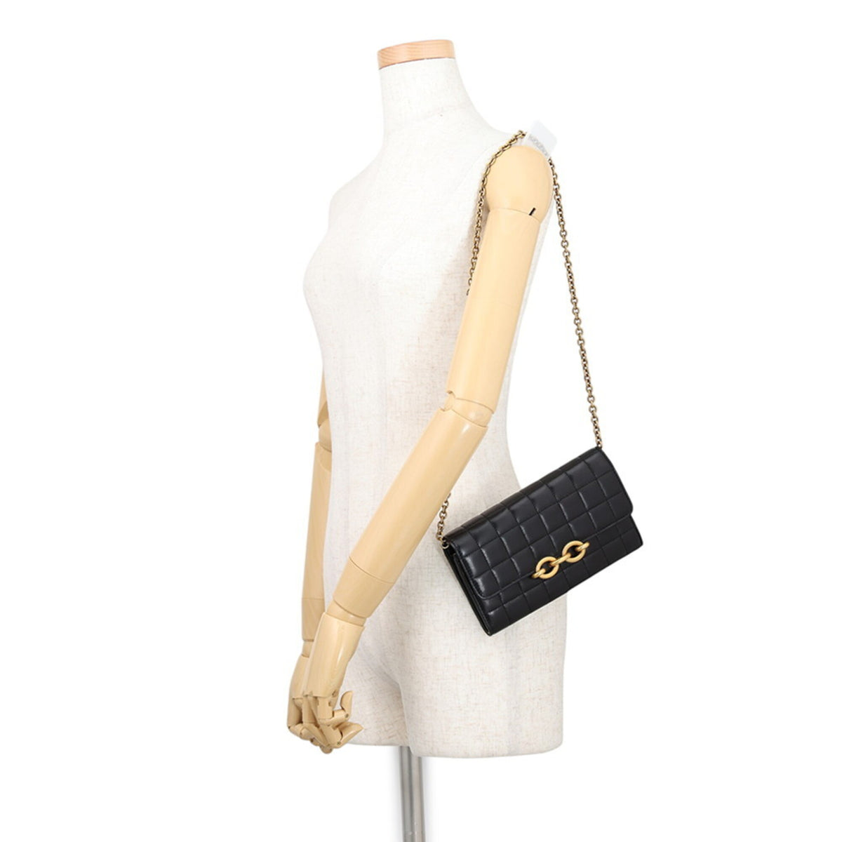 Yves Saint Laurent Black Leather Chain/Shoulder Wallet (Pre-Owned)