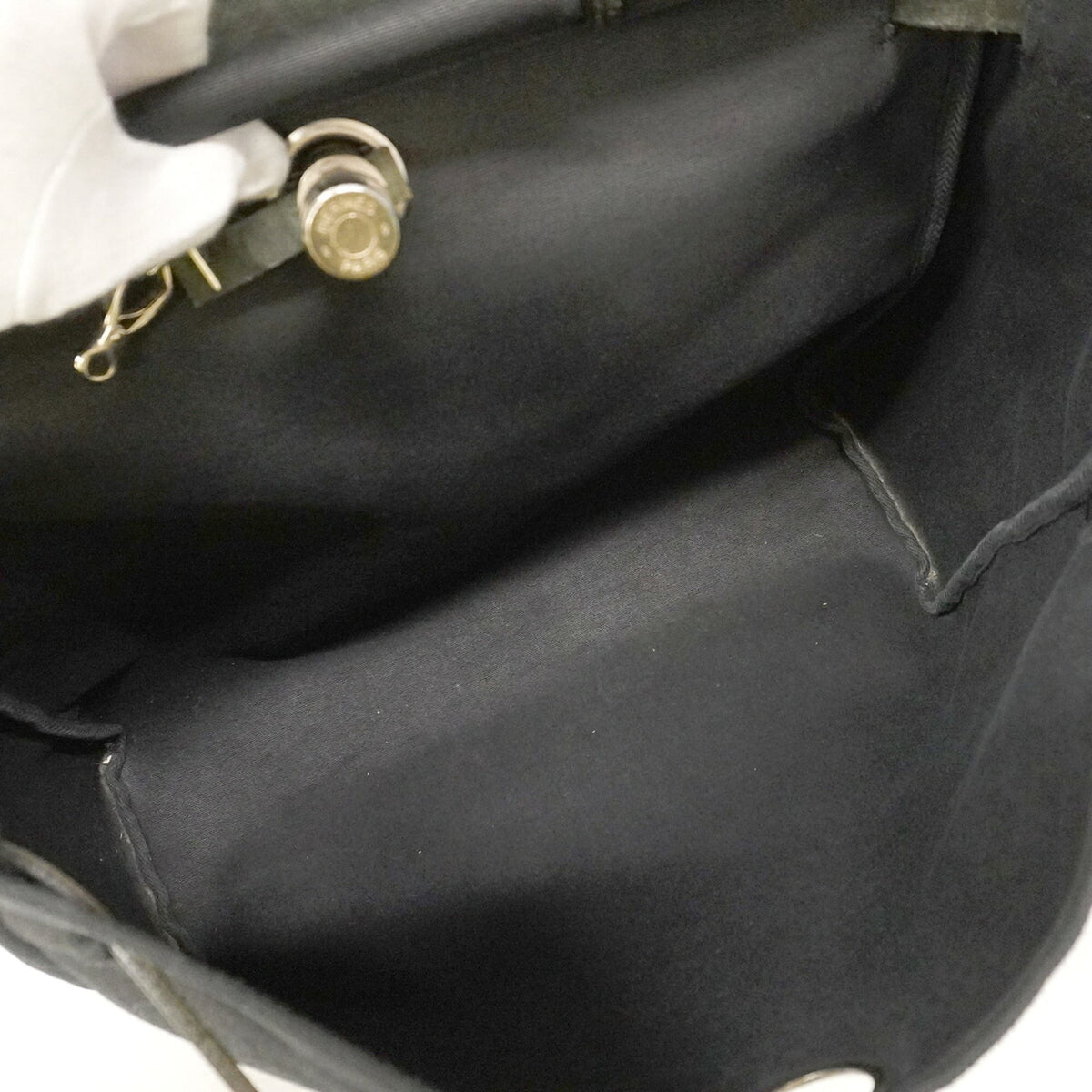 Hermes Black Toile Officier Handbag (Pre-Owned)
