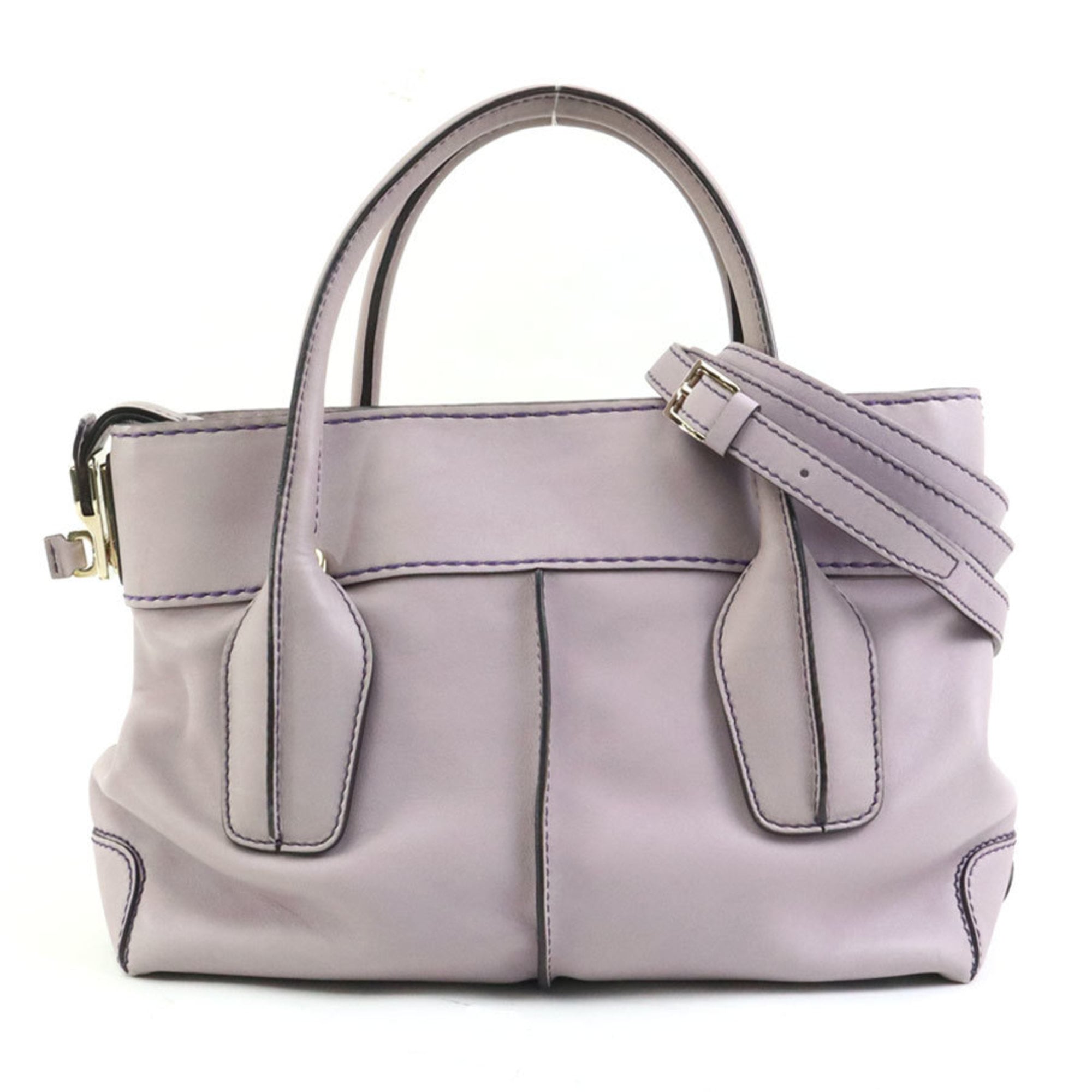 Tod's Purple Leather Handbag Shoulder Bag (Pre-Owned)