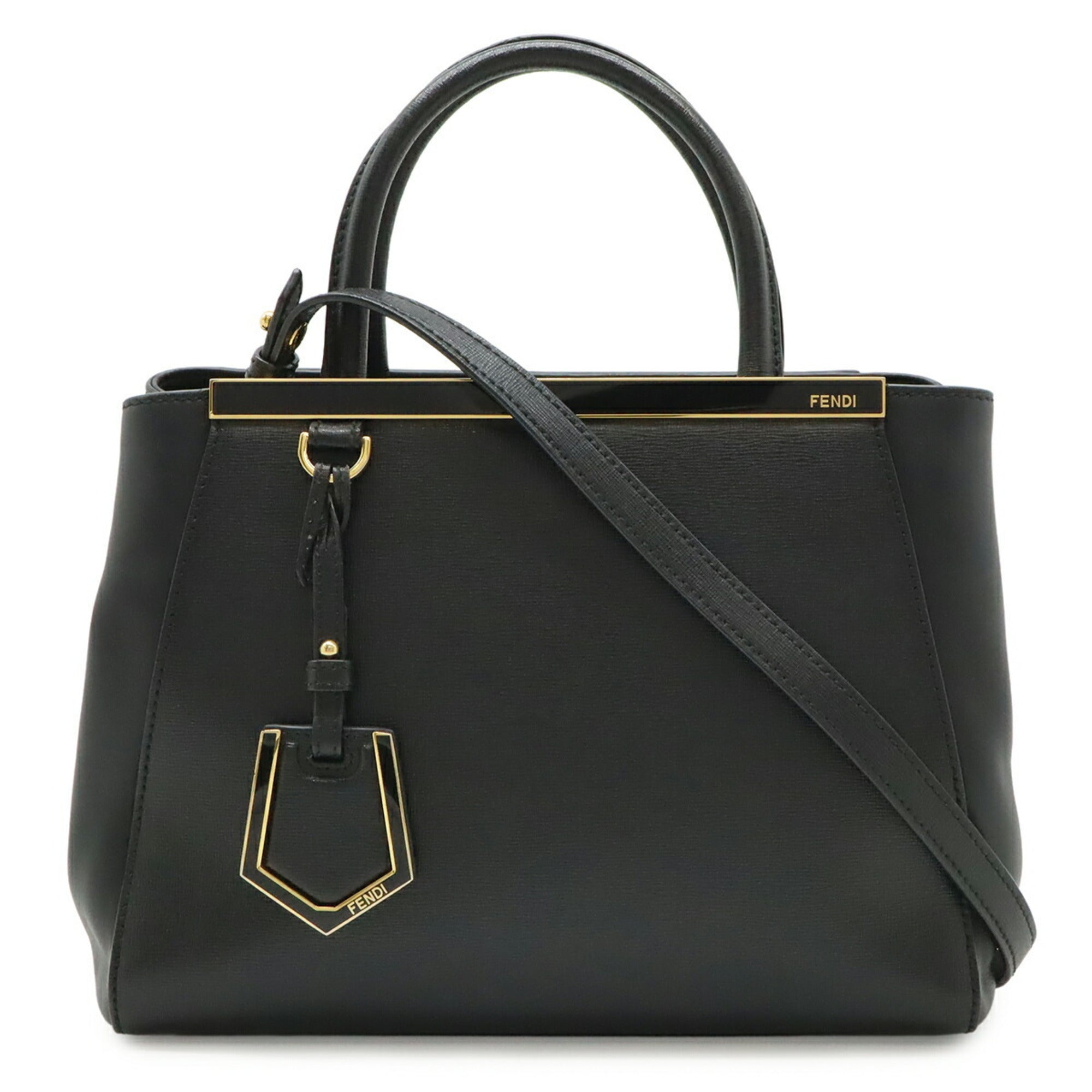 Fendi Black Leather Handbag Shoulder Bag Tote Bag (Pre-Owned)
