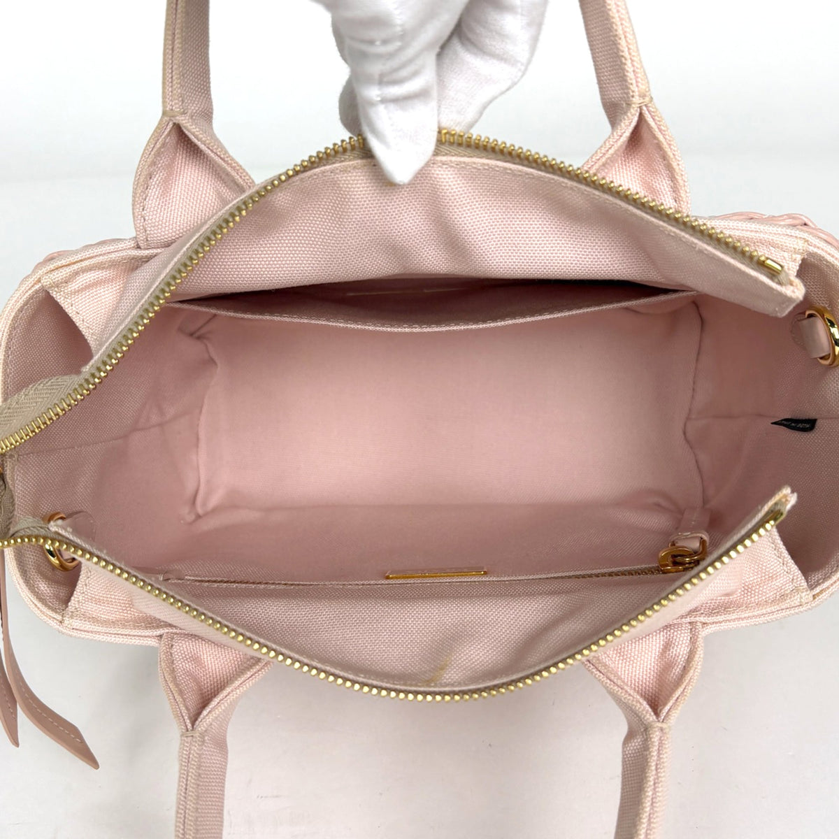 Prada Pink Canvas Basket Handbag (Pre-Owned)