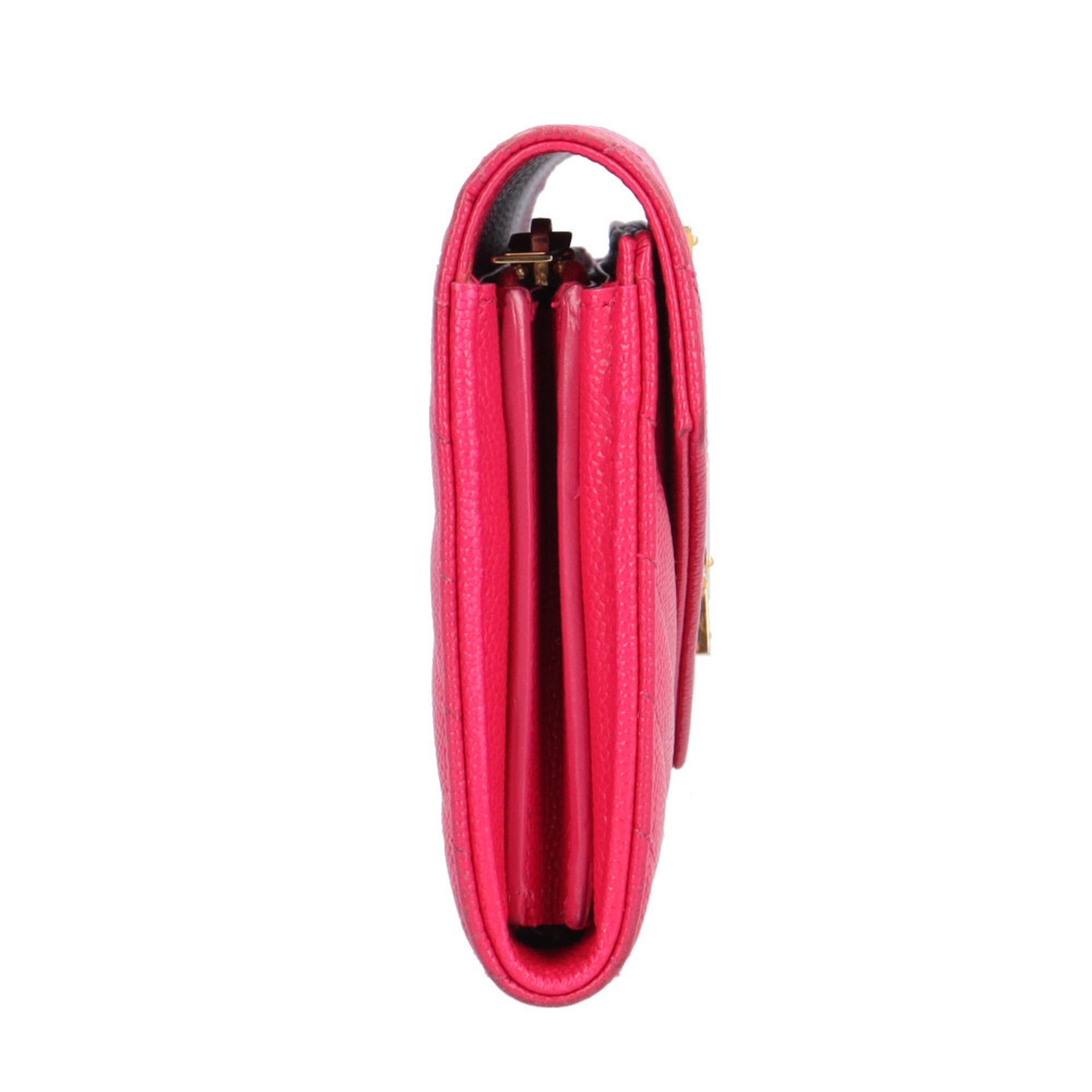 Saint Laurent Pink Leather Long Wallet (Bi-Fold) (Pre-Owned)