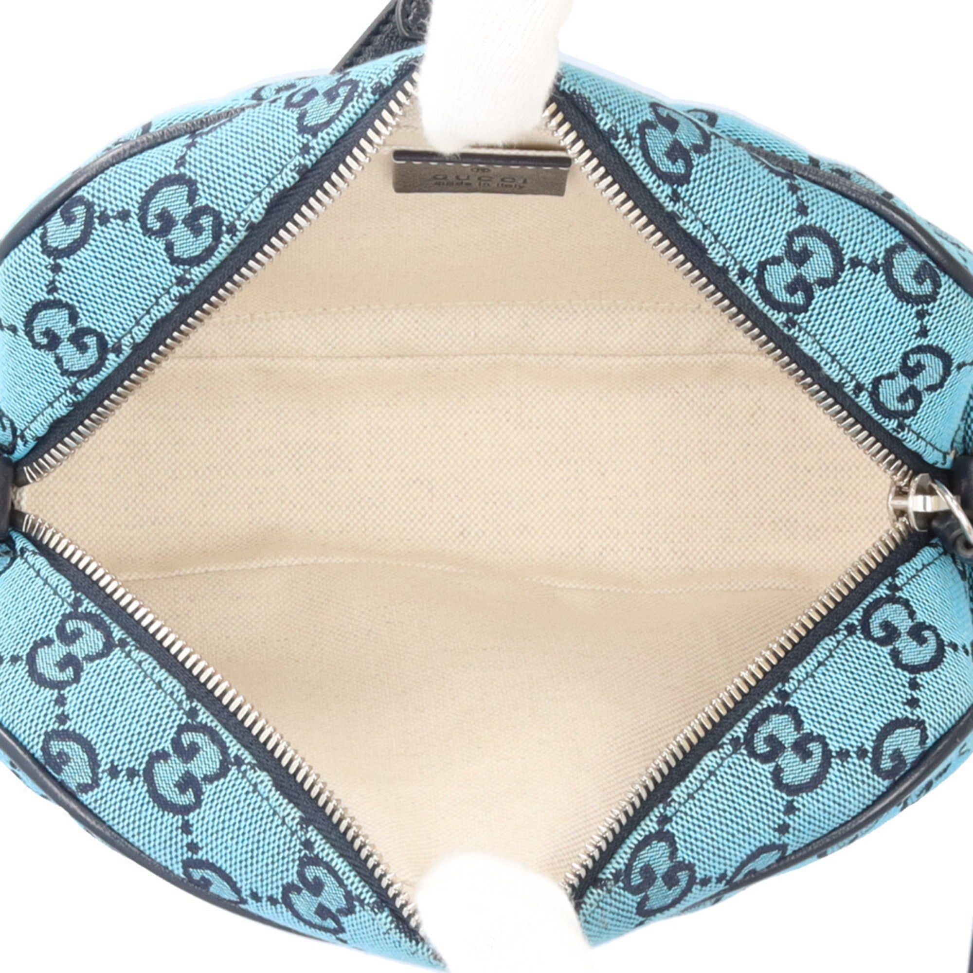 Gucci Gg Marmont Blue Navy Canvas Leather Shoulder Bag (Pre-Owned)