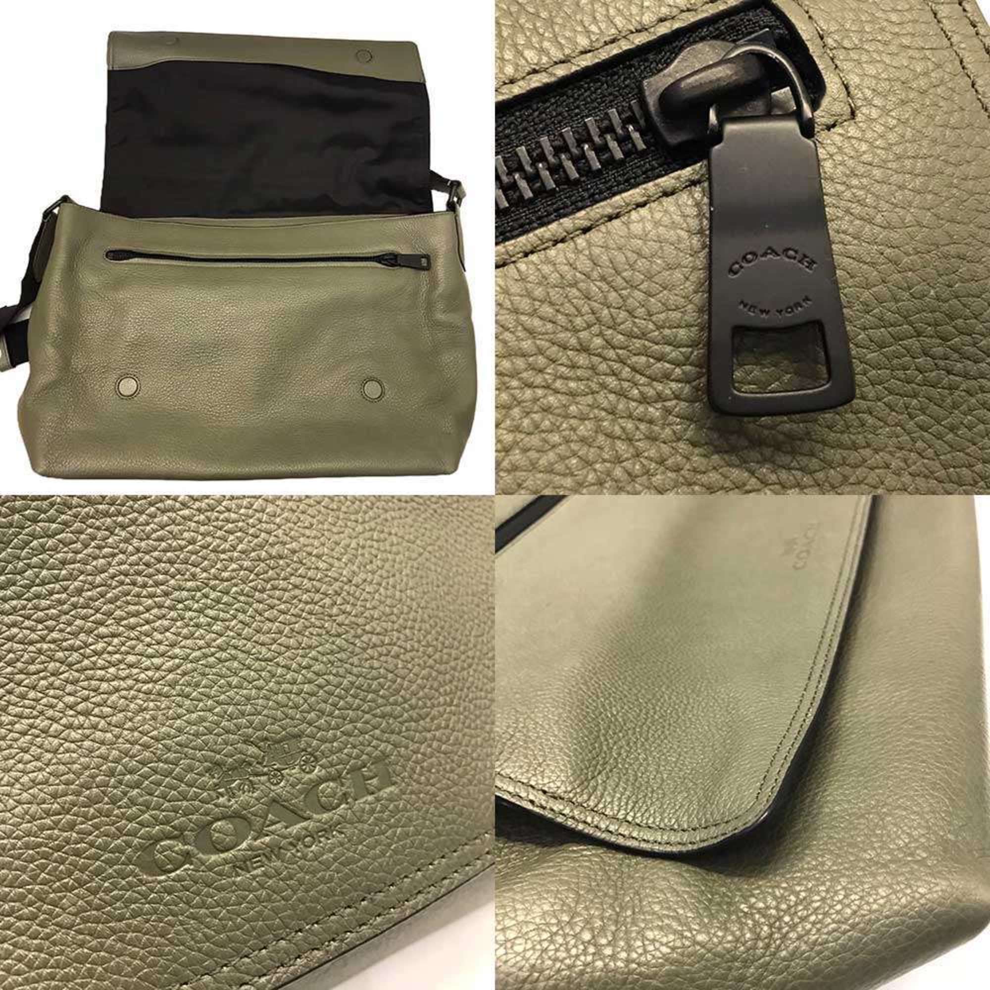 Coach Green Khaki Leather Shoulder Bag (Pre-Owned)