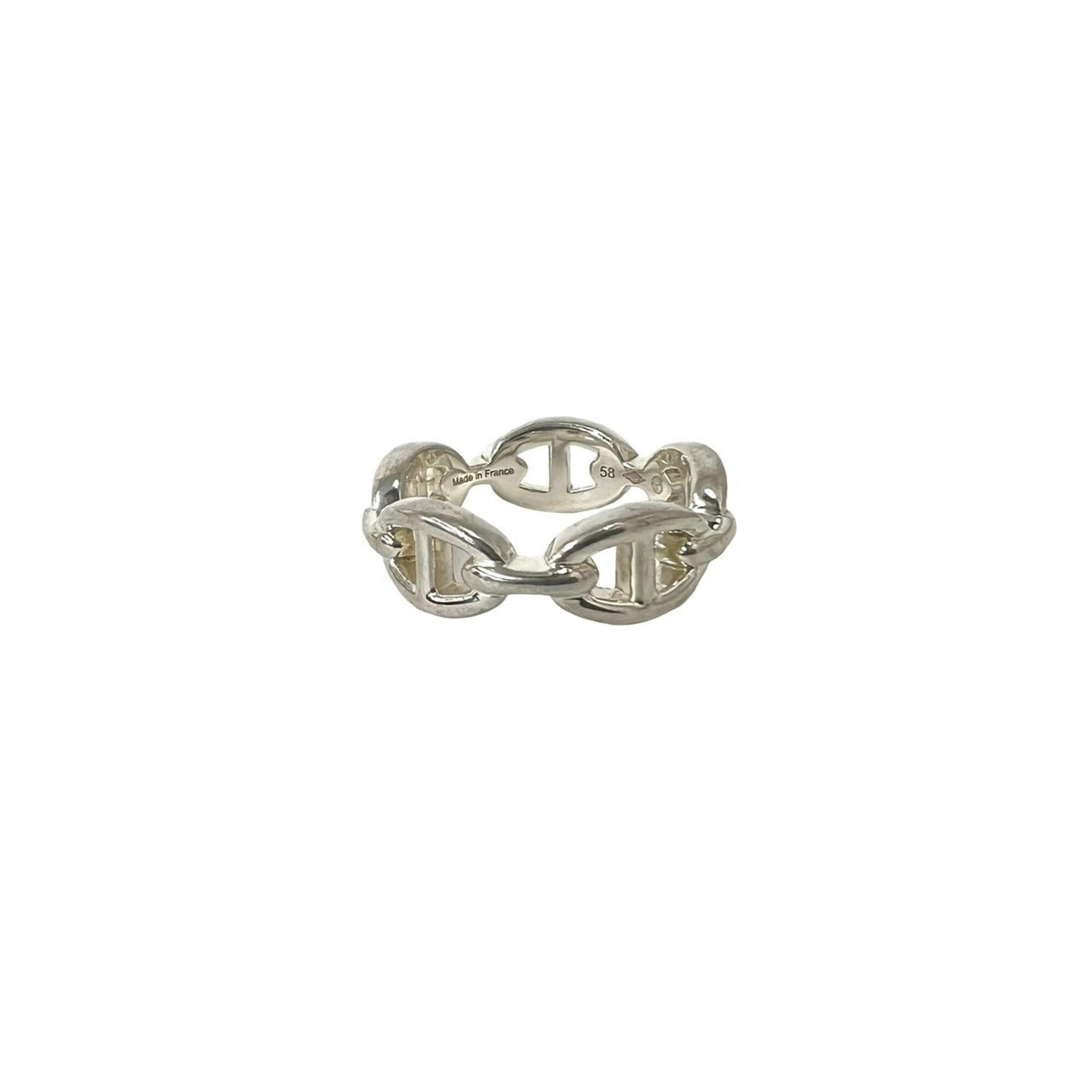 Hermes Silver Silver 925 Band Ring (Pre-Owned)