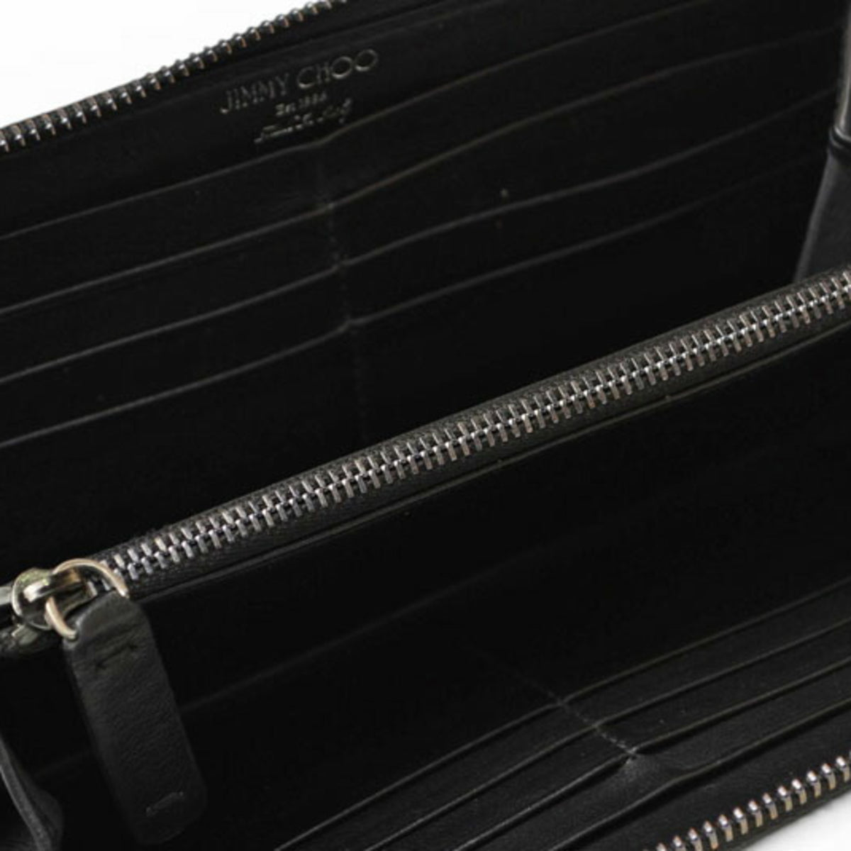 Jimmy Choo Black Leather Long Wallet (Bi-Fold) (Pre-Owned)