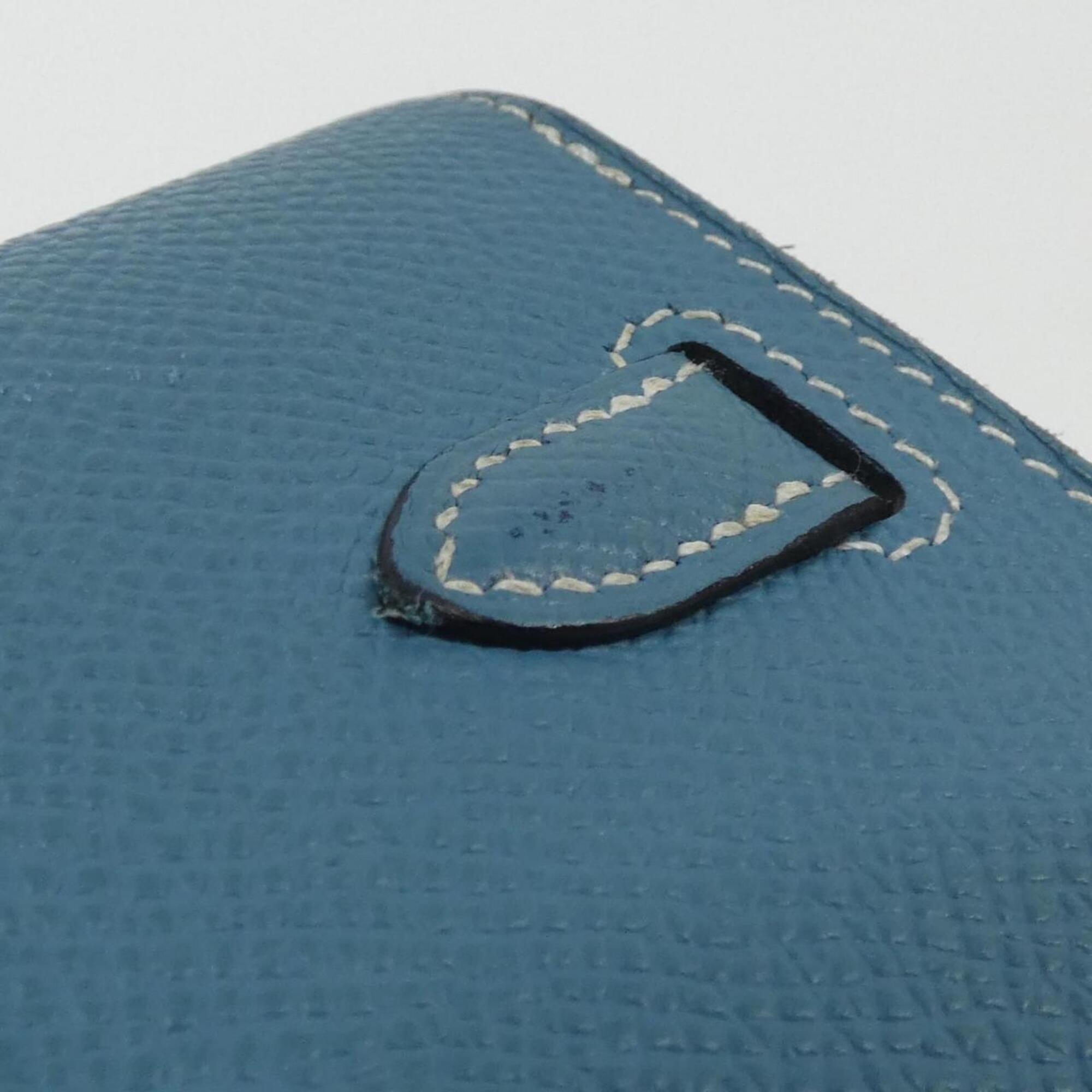 Hermes Blue Blue Jean Epsom Leather Chain/Shoulder Wallet (Pre-Owned)