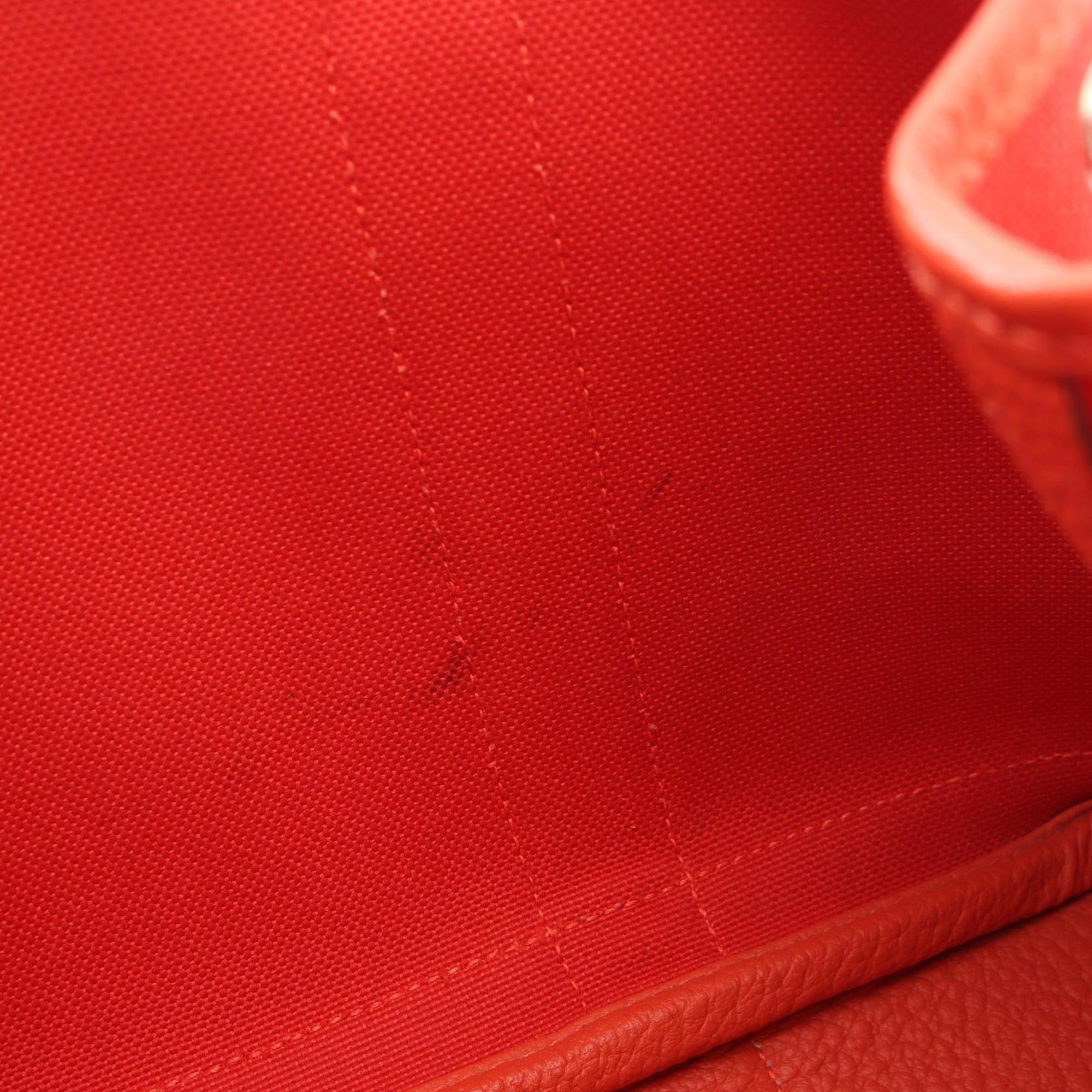 Hermes Red Color Canvas Handbag Tote Bag (Pre-Owned)