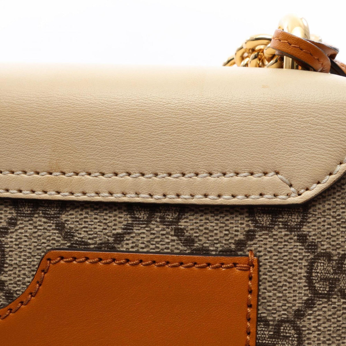 Gucci Beige Brown Ivory Pvc Leather Handbag Shoulder Bag (Pre-Owned)