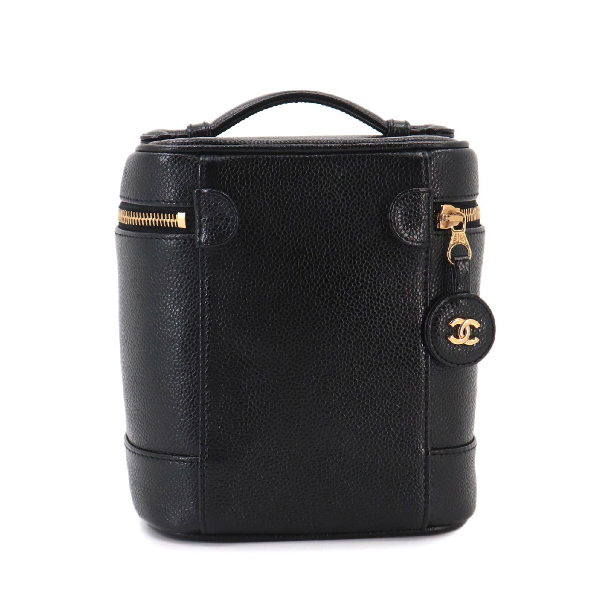 Chanel Black Grained Calfskin Handbag Vanity Bag (Pre-Owned)