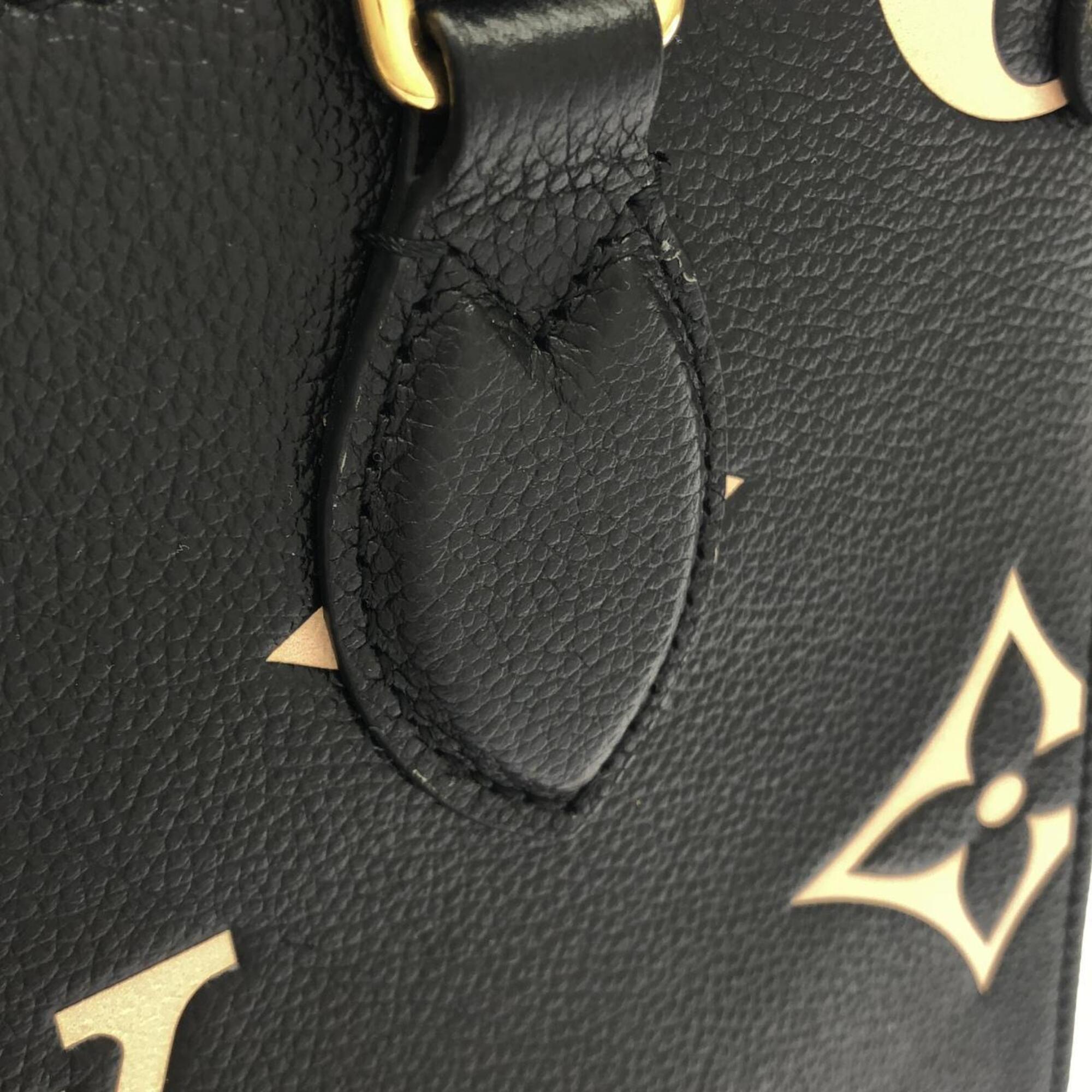 Louis Vuitton Beige Black Leather Handbag (Pre-Owned)