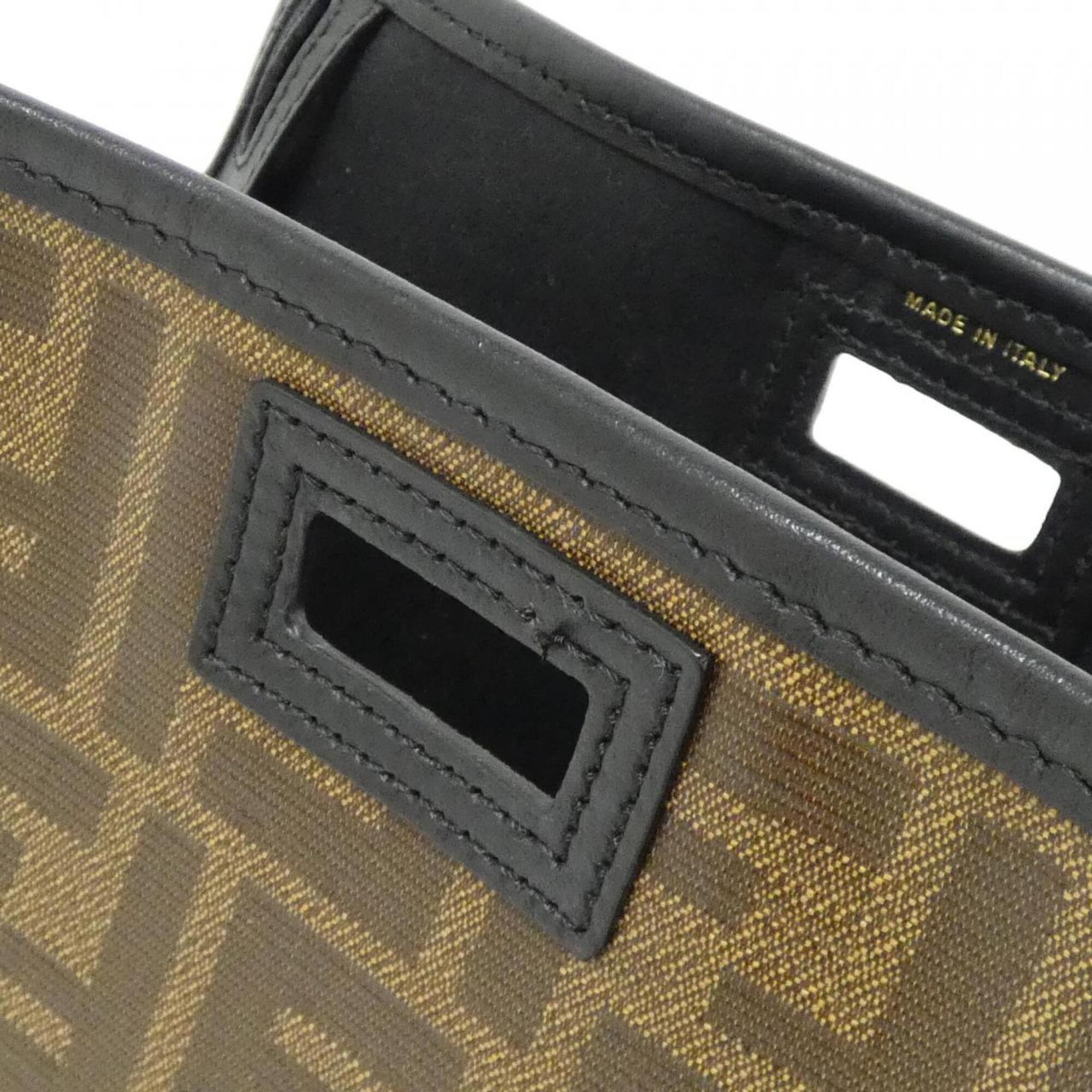 Fendi Brown Coated Canvas Handbag (Pre-Owned)
