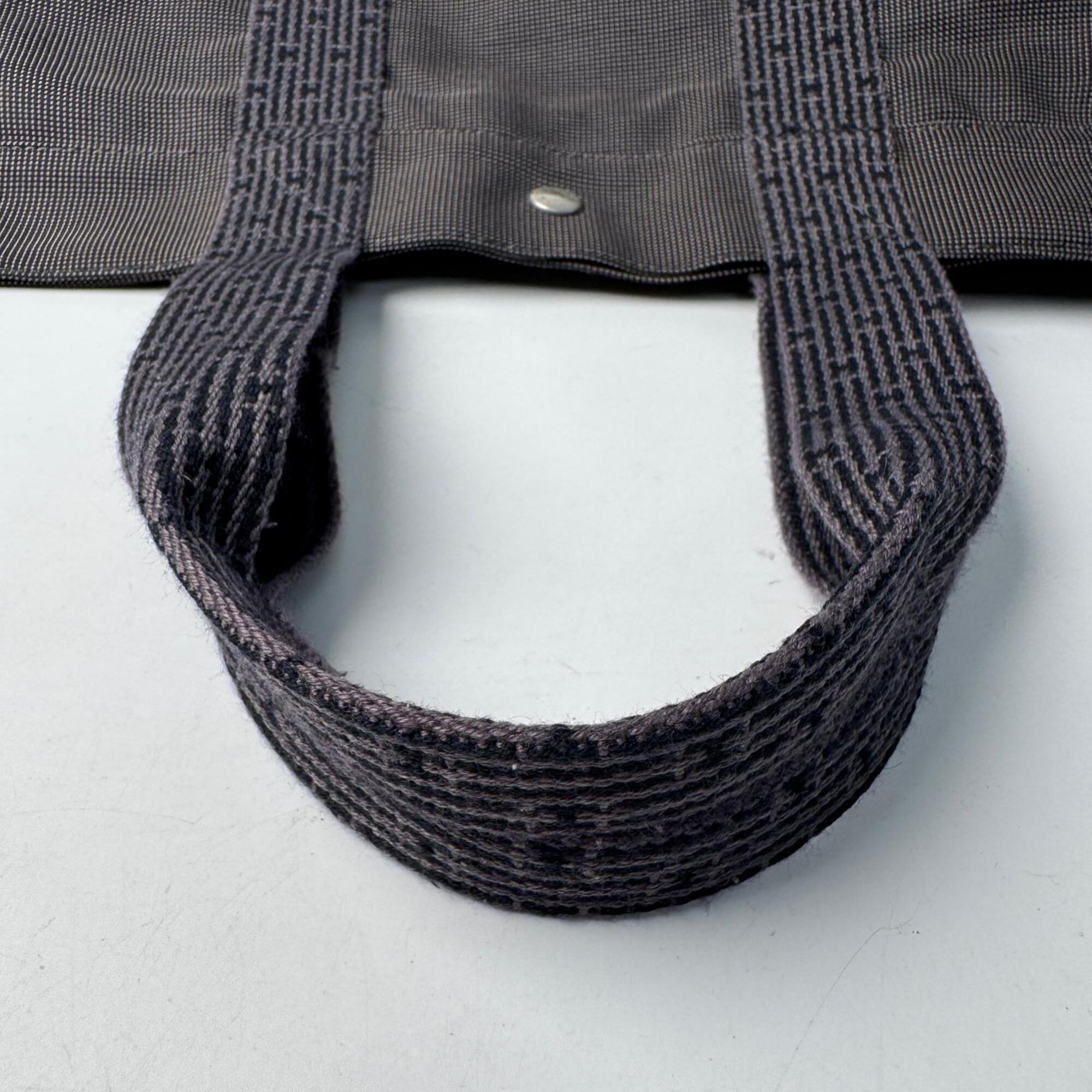 Hermes Dark Gray Canvas Tote Bag (Pre-Owned)