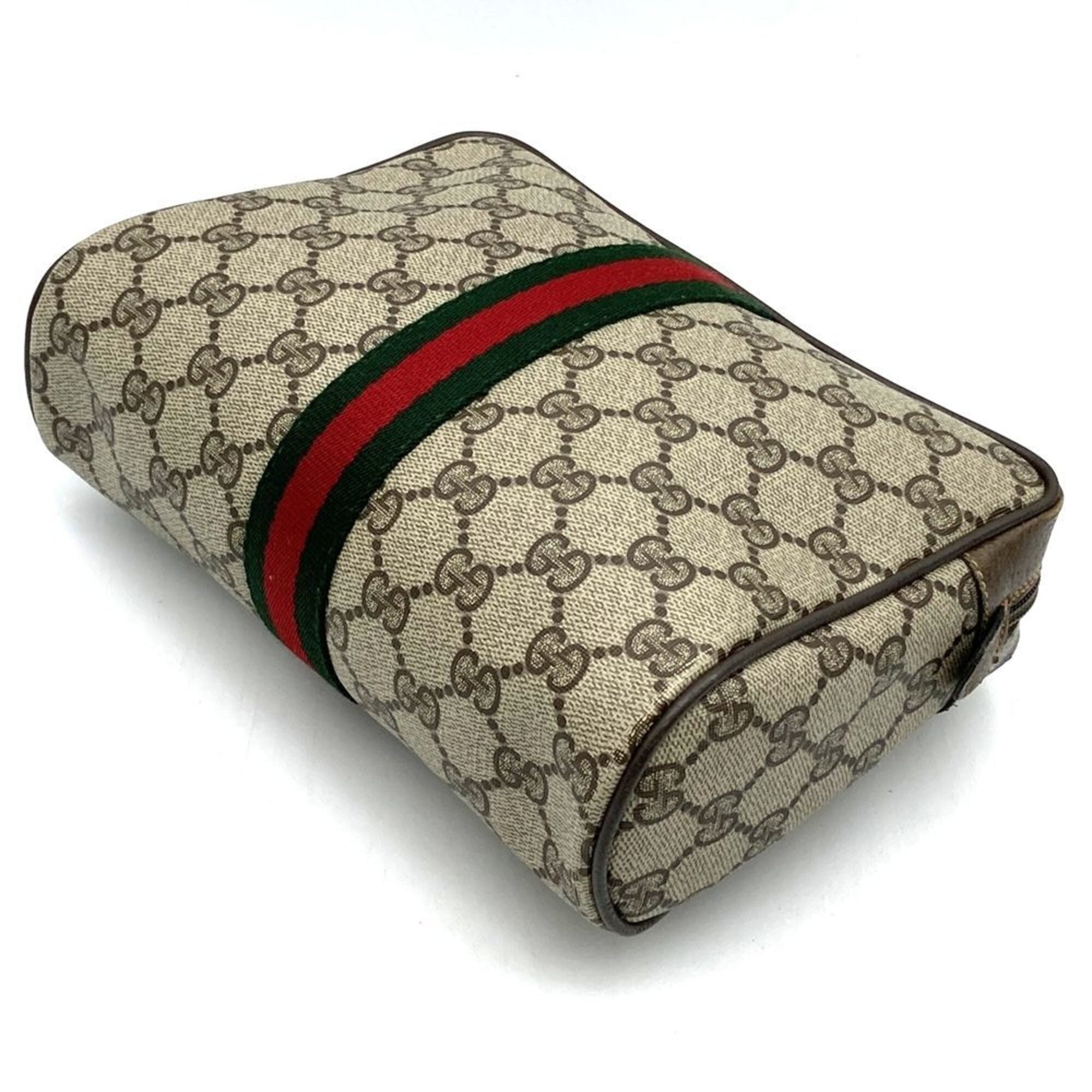 Gucci Brown Gg Supreme Clutch Bag Pouch (Pre-Owned)