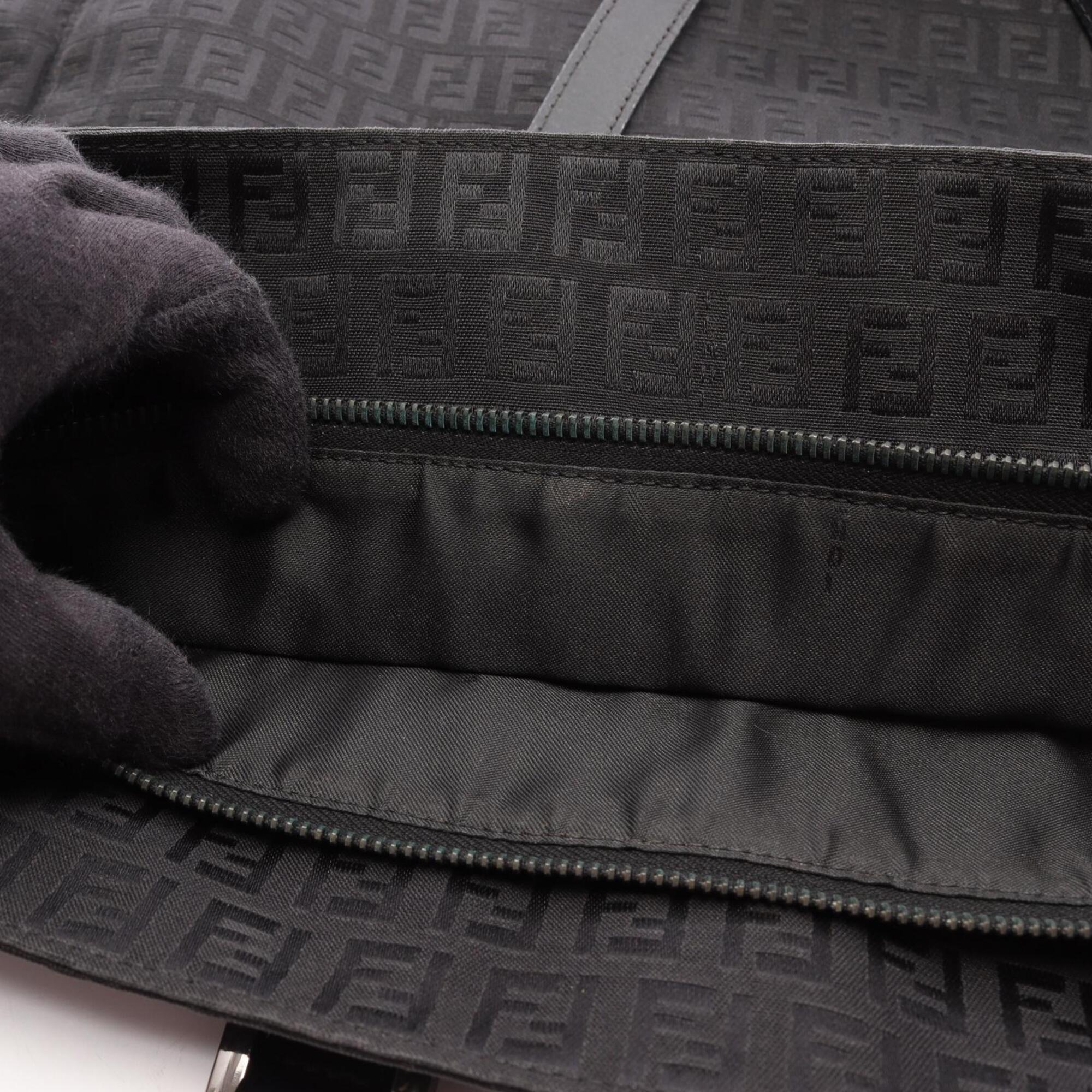 Fendi Black Canvas Leather Handbag Tote Bag (Pre-Owned)