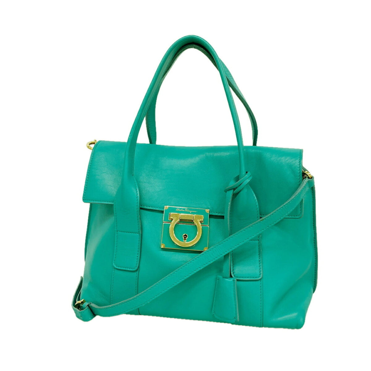 Salvatore Ferragamo Green Leather Handbag (Pre-Owned)