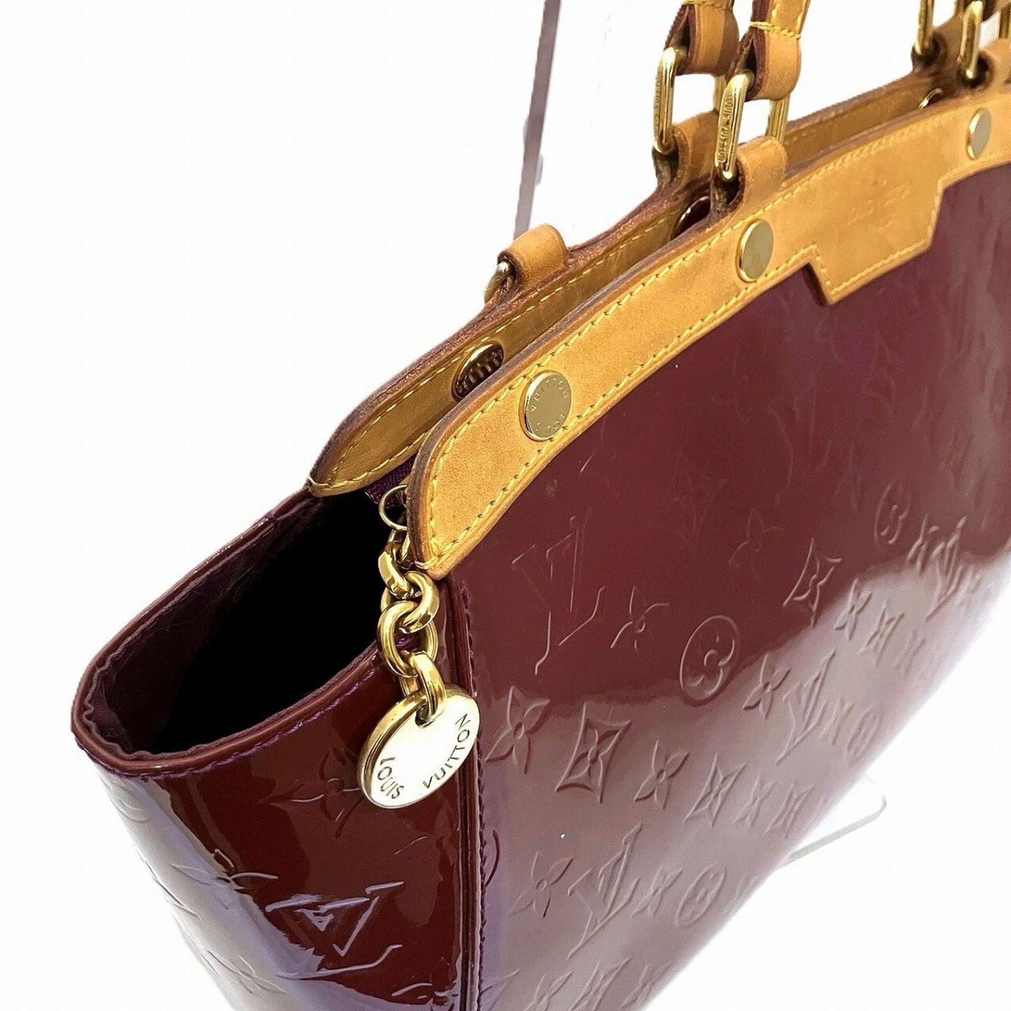 Louis Vuitton Red Color Wine Vernis Leather Handbag (Pre-Owned)