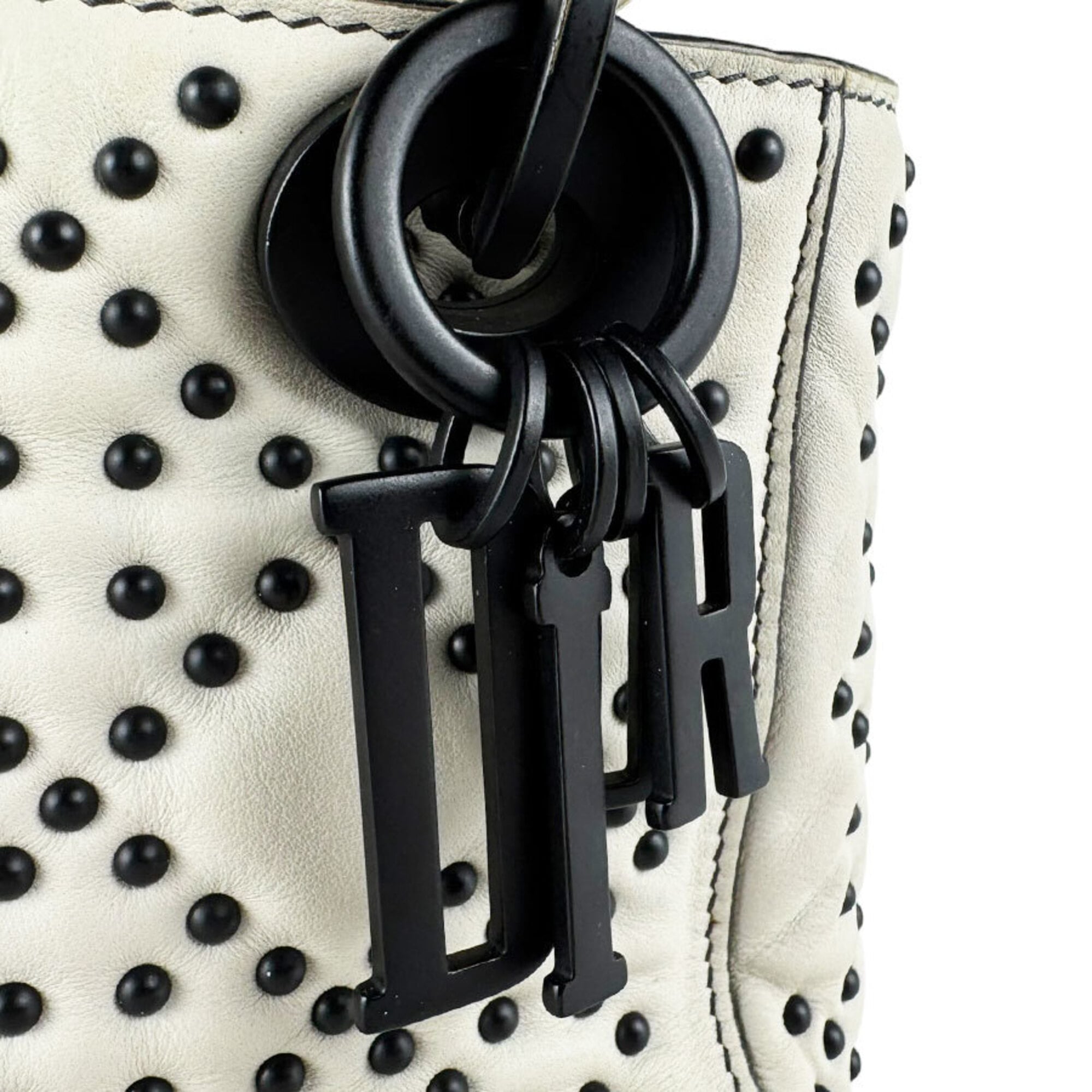 Christian Dior Black Ivory Leather Handbag Shoulder Bag (Pre-Owned)