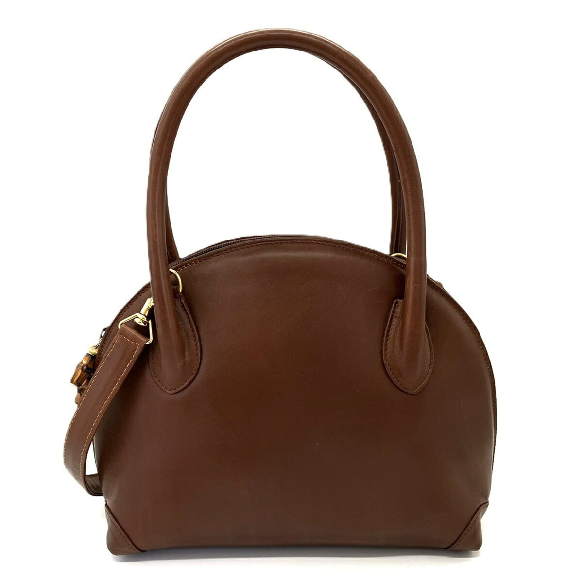 Gucci Brown Bamboo Leather Handbag Shoulder Bag (Pre-Owned)