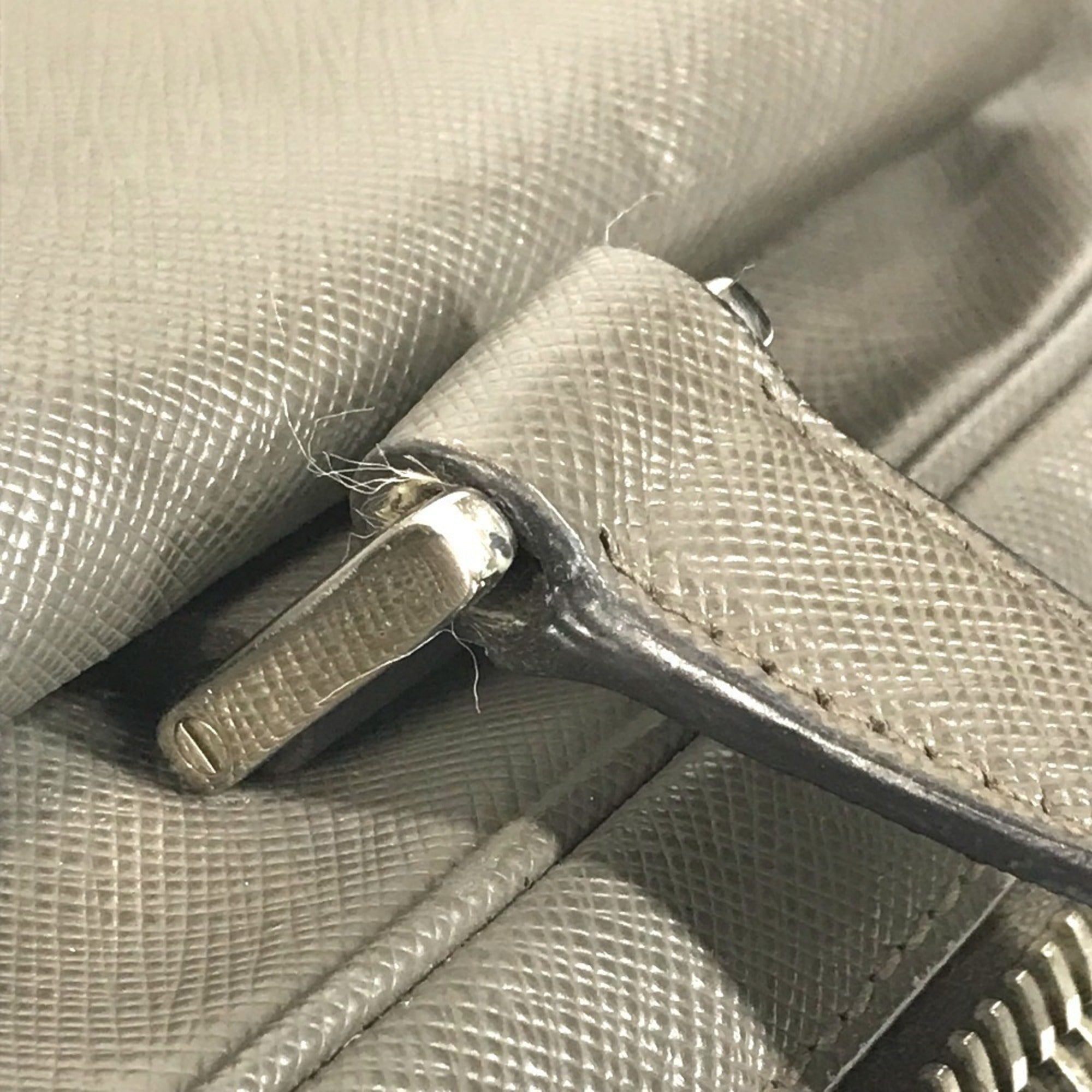 Prada Gray Leather Briefcase Handbag Tote Bag (Pre-Owned)