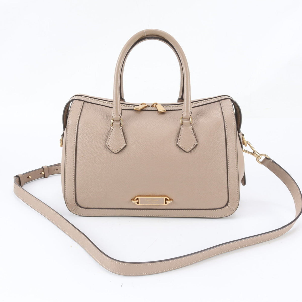 Kate Spade Gold Pink Beige Leather Handbag Shoulder Bag Tote Bag (Pre-Owned)