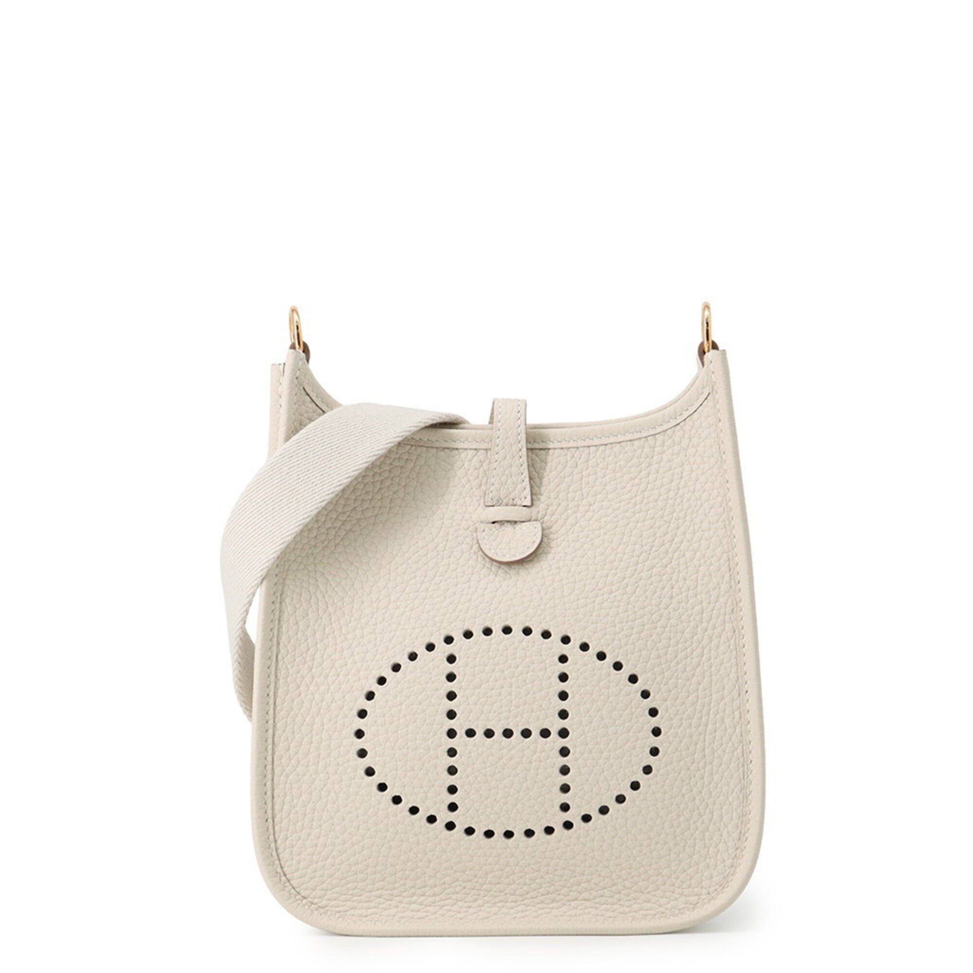 Hermes Ivory Taurillon Clemence Leather Shoulder Bag