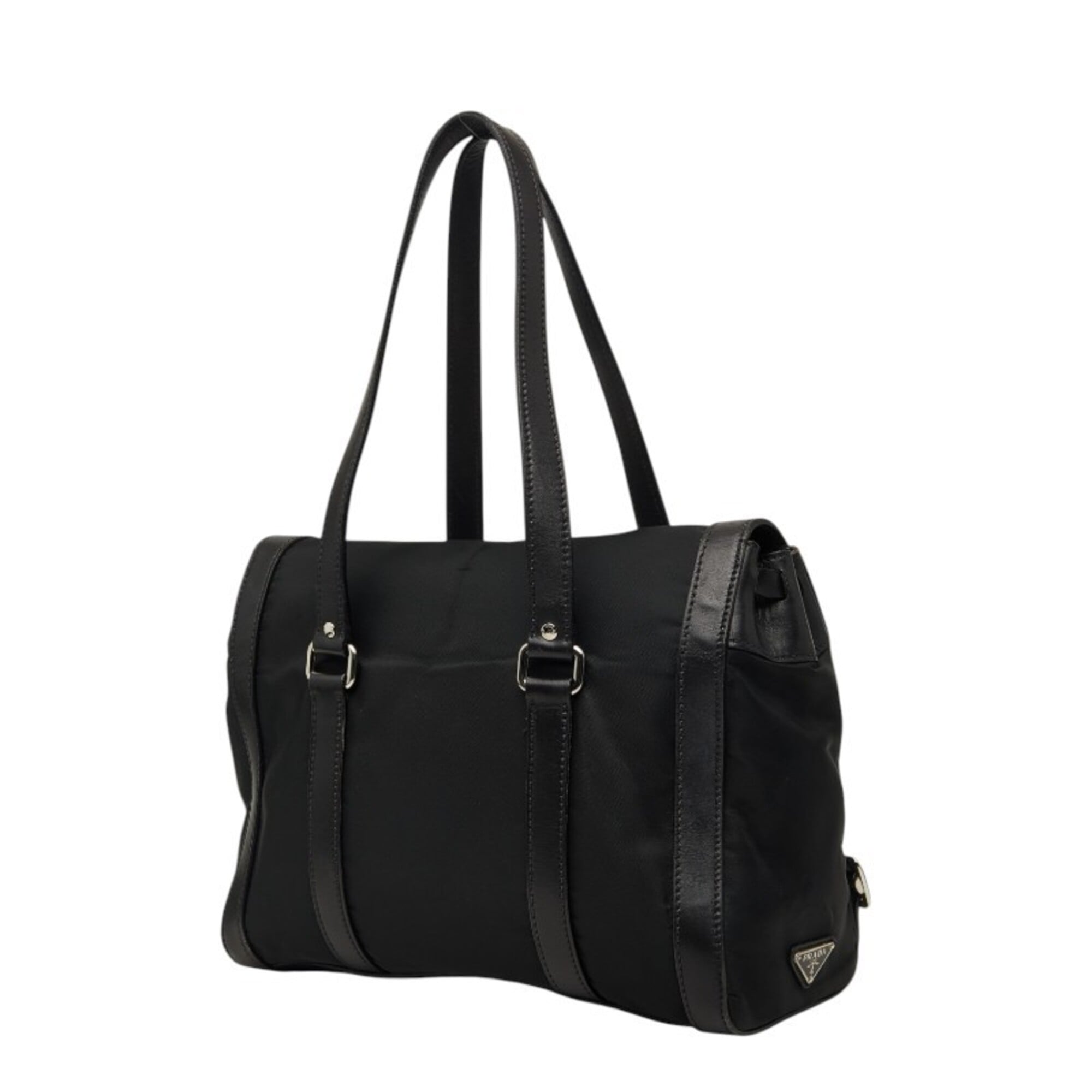 Prada Black Nylon Leather Shoulder Bag (Pre-Owned)