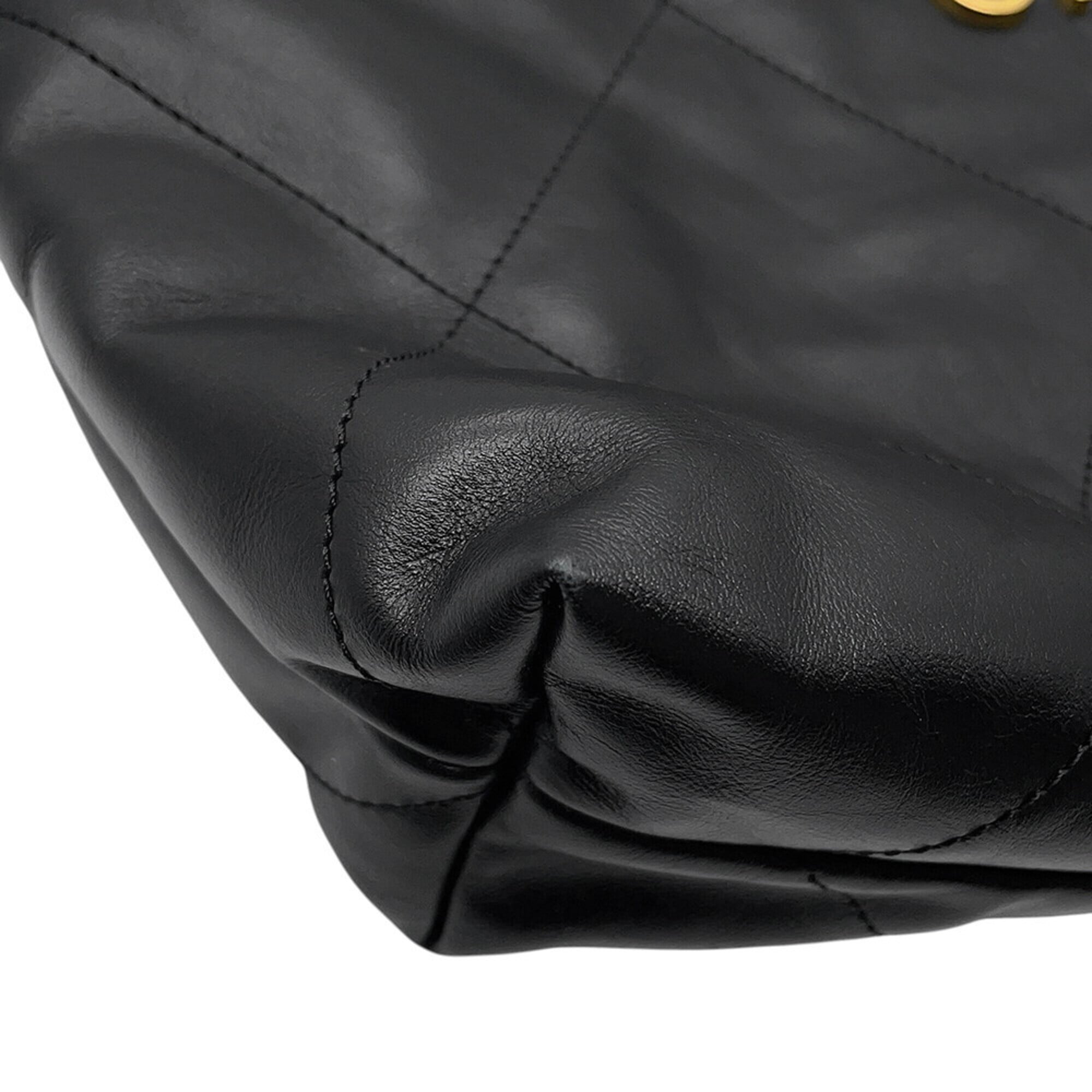 Chanel Black Leather Handbag Shoulder Bag (Pre-Owned)