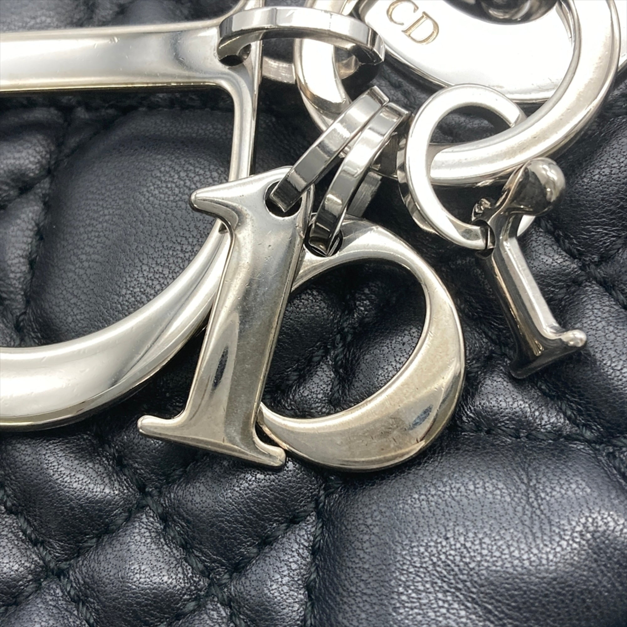 Christian Dior Black Leather Handbag Tote Bag (Pre-Owned)